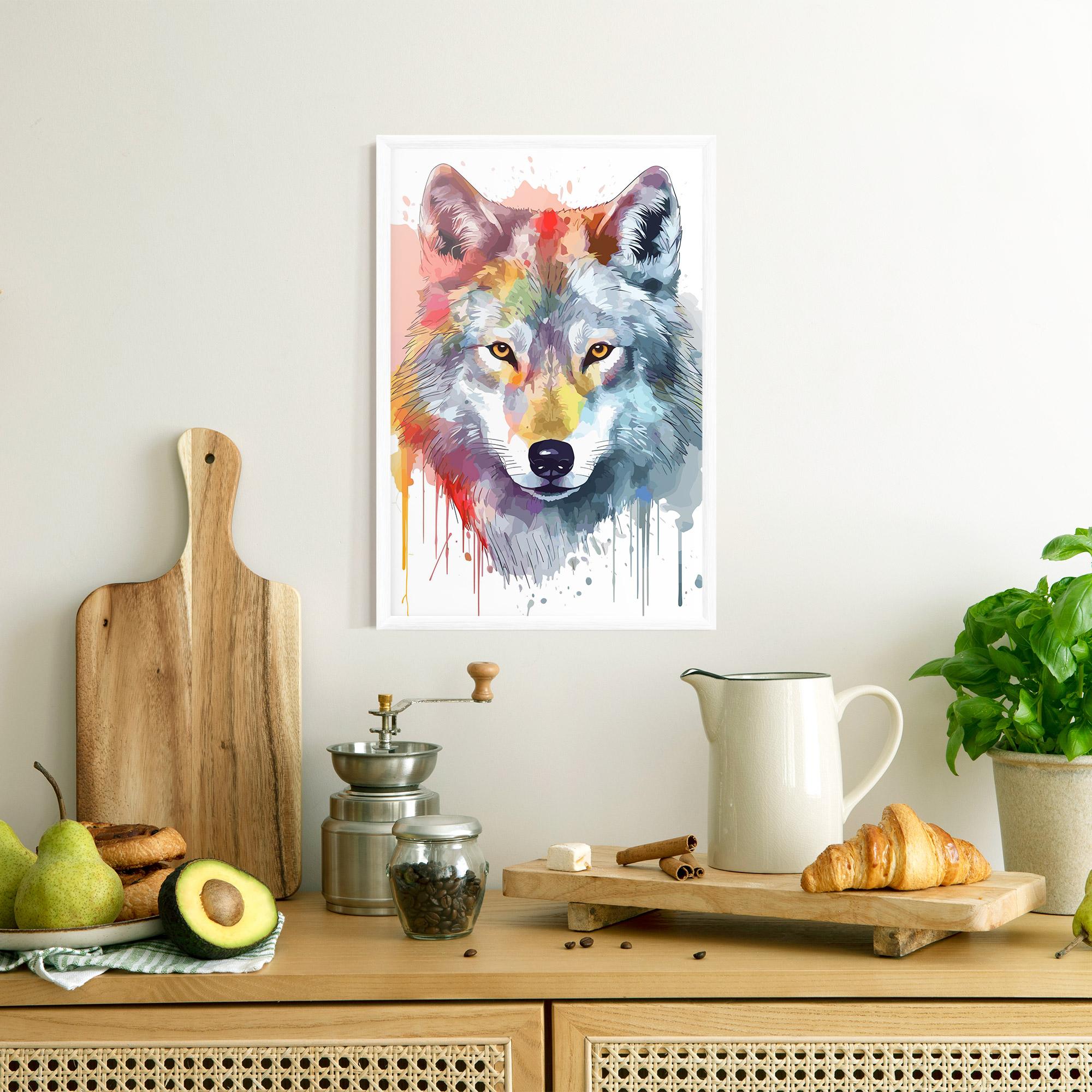 Poster Înrămat Watercolor Wolf mockup 8