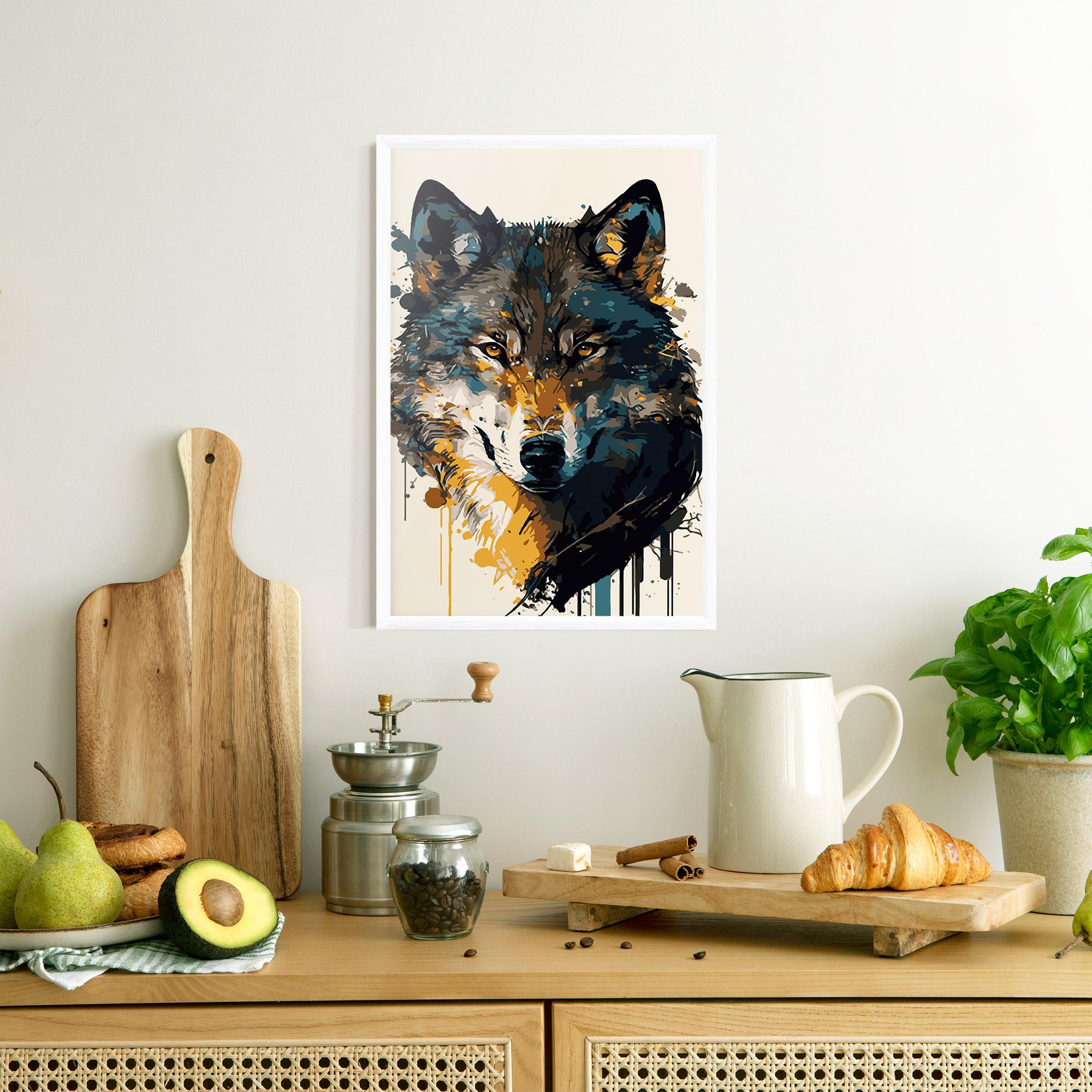 Poster Înrămat Wolf Head Art mockup 8