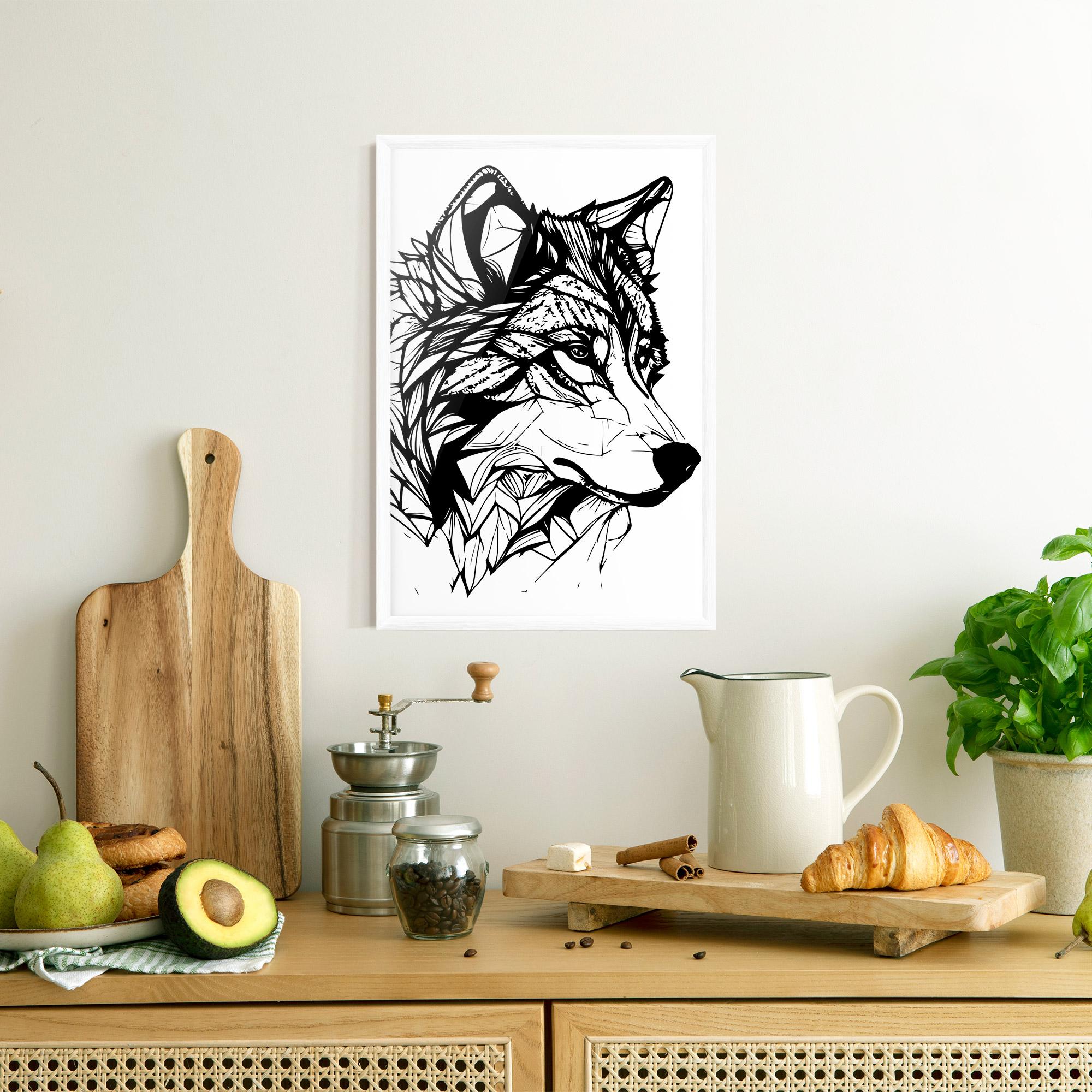 Poster Înrămat Wolf Head Line mockup 8