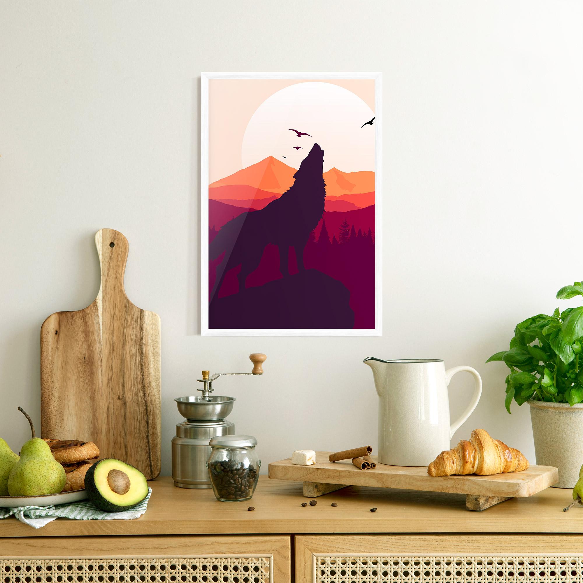 Poster Înrămat Wolf Pink Moon mockup 8