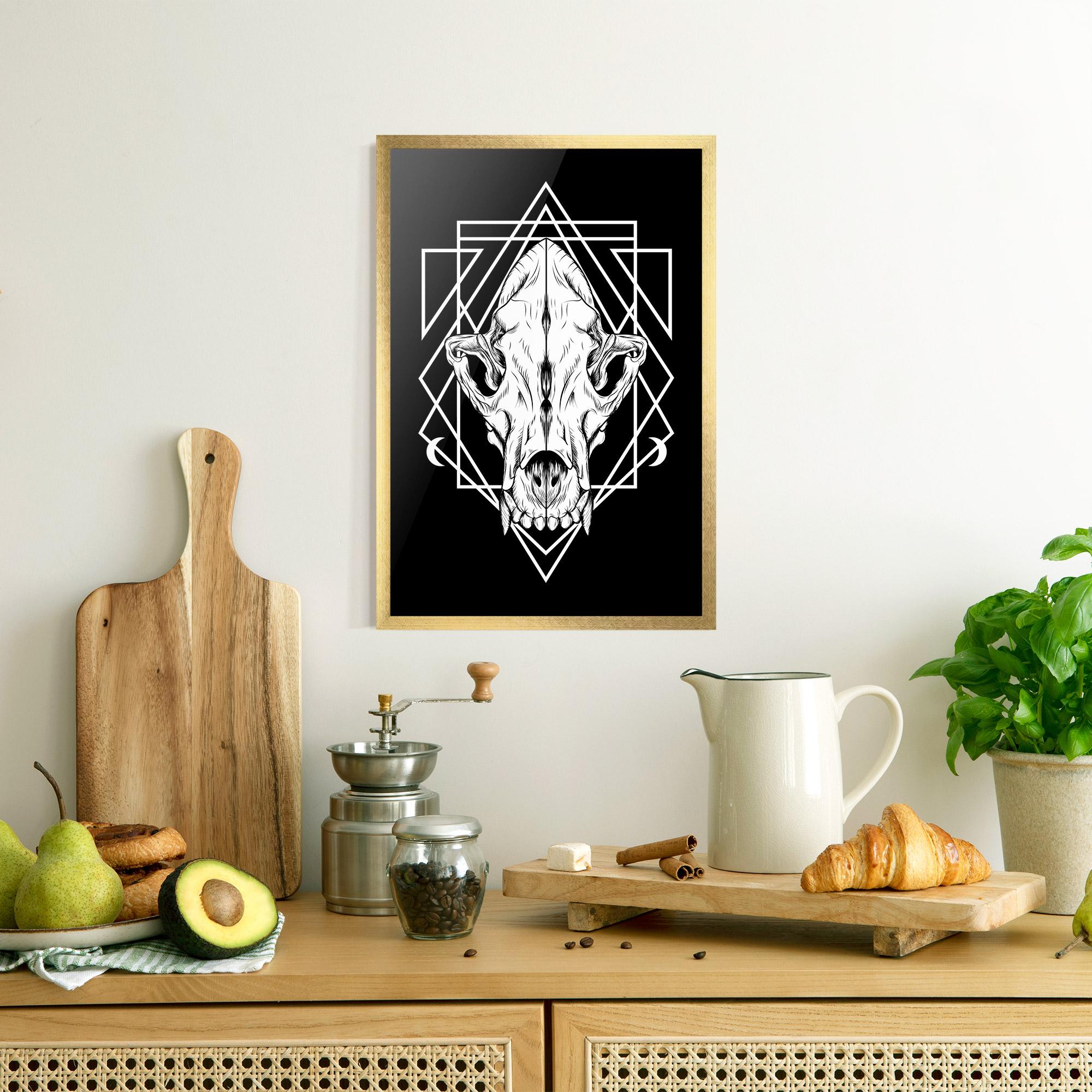 Poster Înrămat Dark Wolf Skull mockup 8