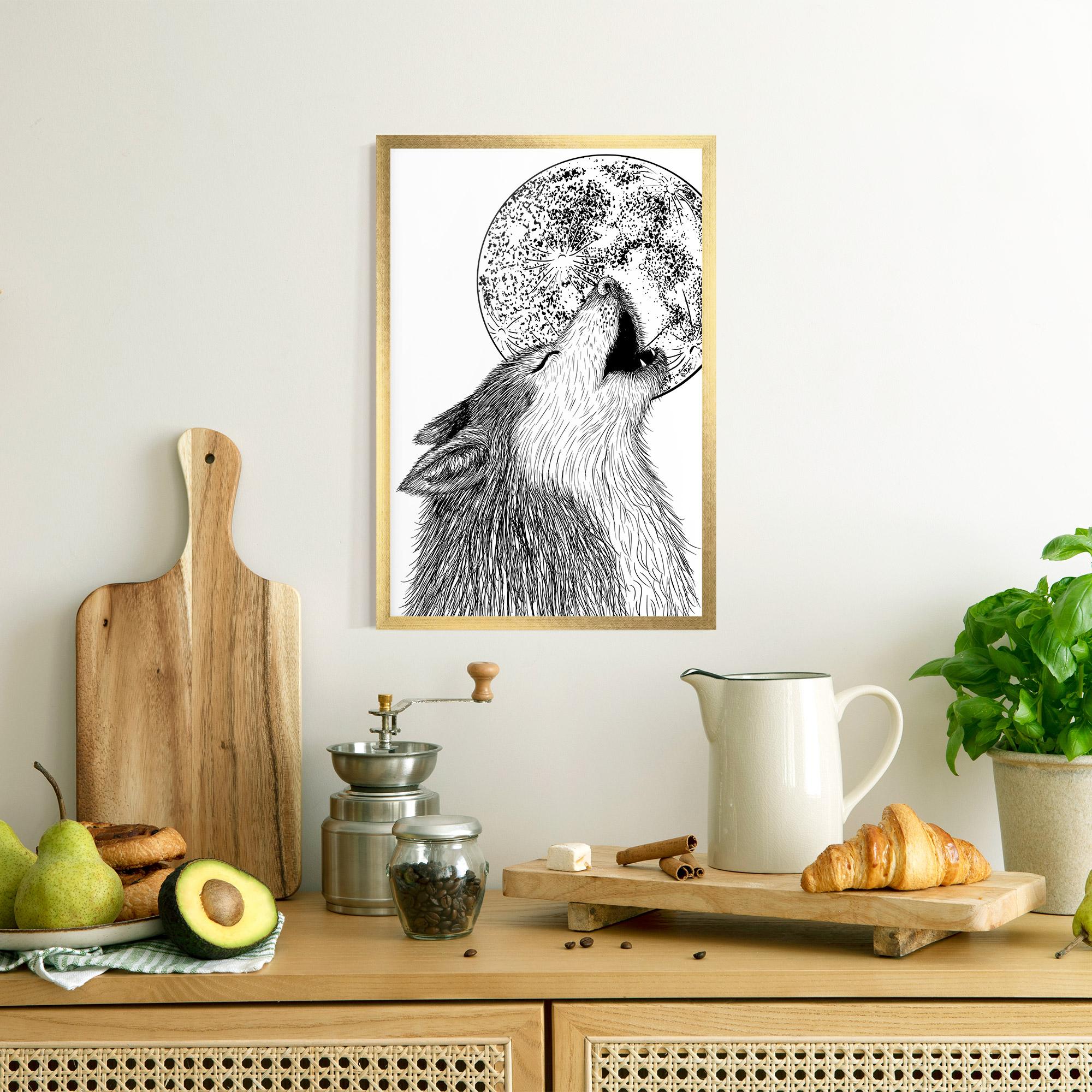 Poster Înrămat Pretty Moon Wolf mockup 8