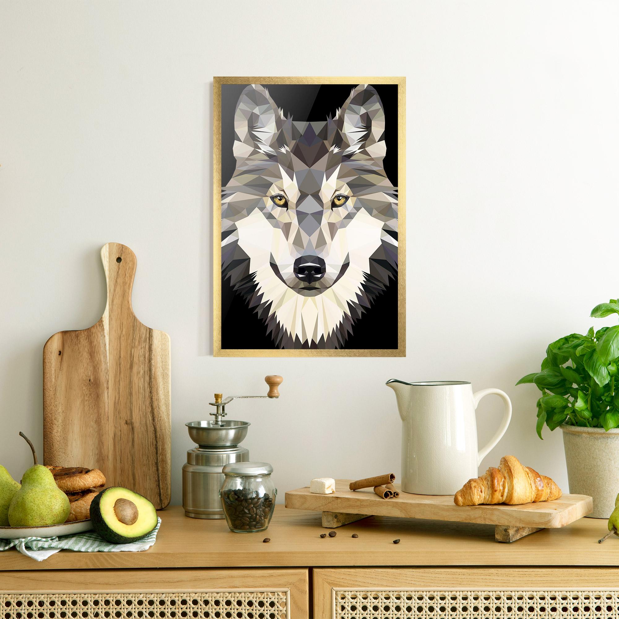 Poster Înrămat Pretty Wolf Head mockup 8