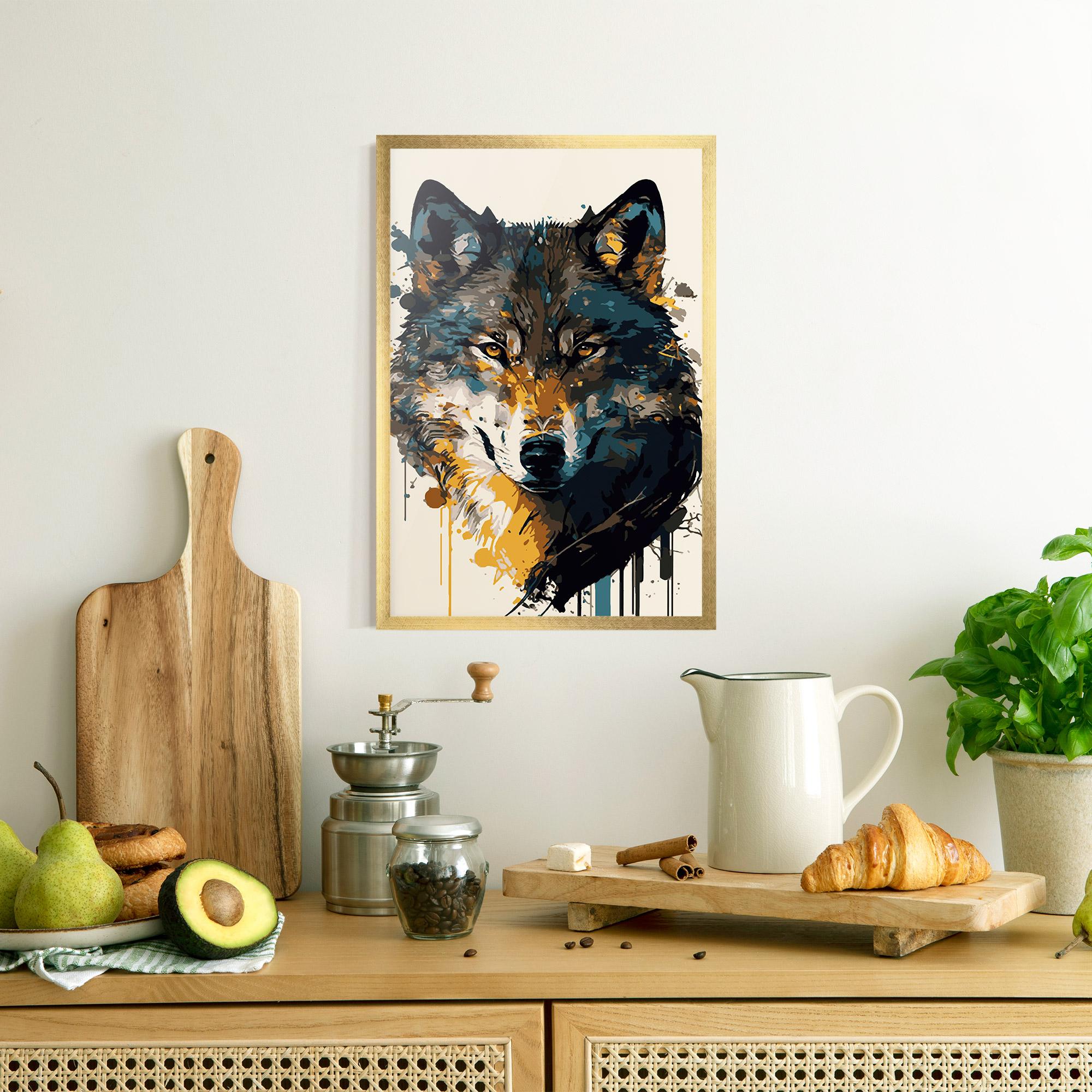 Poster Înrămat Wolf Head Art mockup 8