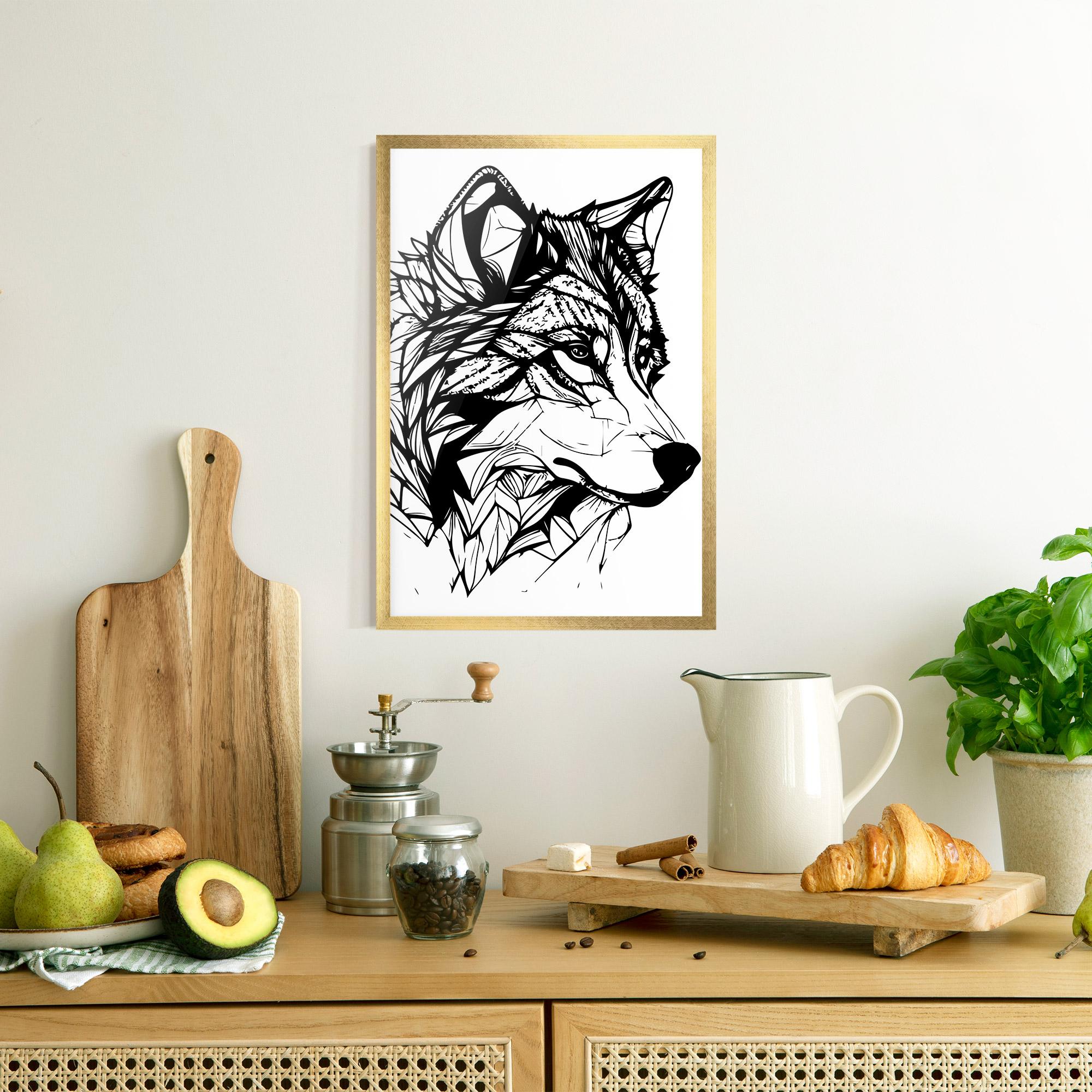 Poster Înrămat Wolf Head Line mockup 8