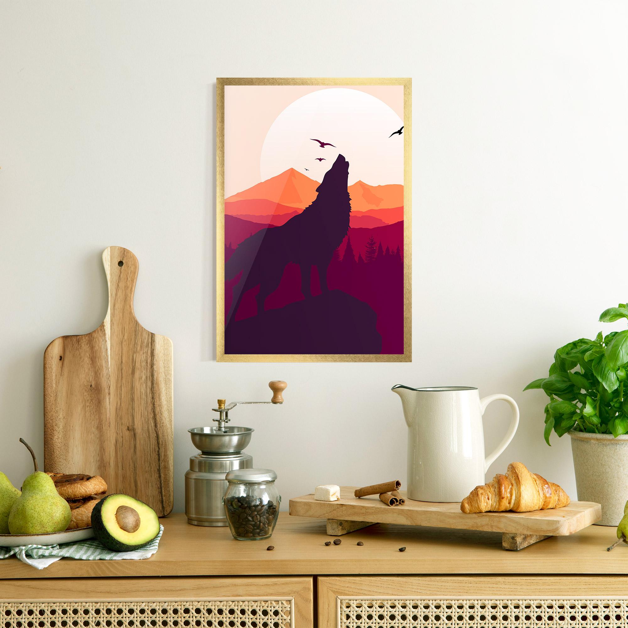 Poster Înrămat Wolf Pink Moon mockup 8