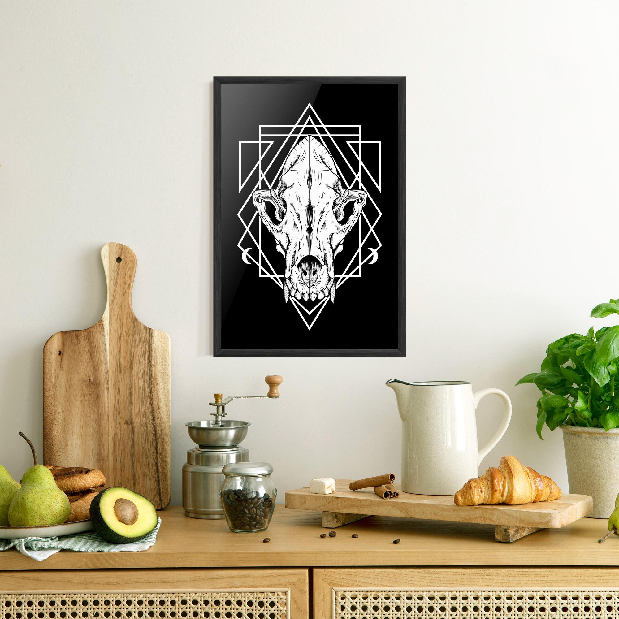 Poster Înrămat Dark Wolf Skull mockup 8