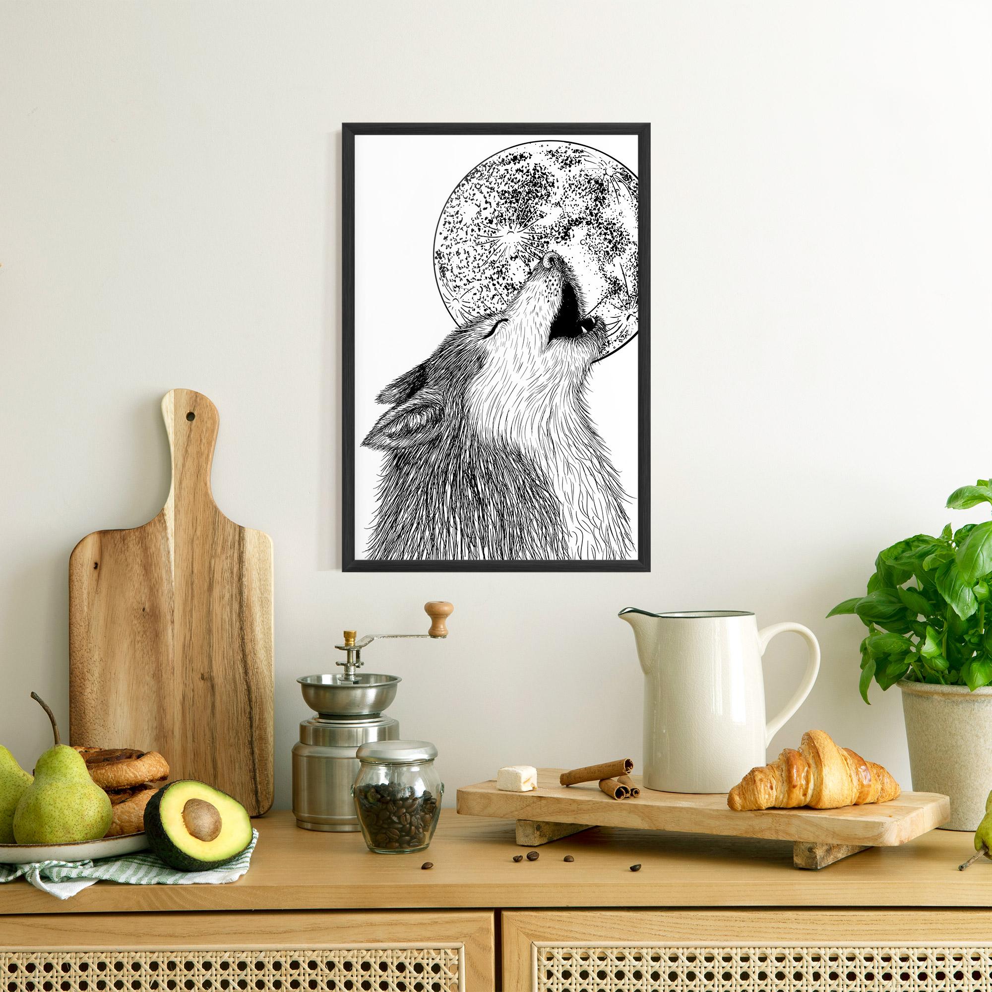Poster Înrămat Pretty Moon Wolf mockup 8