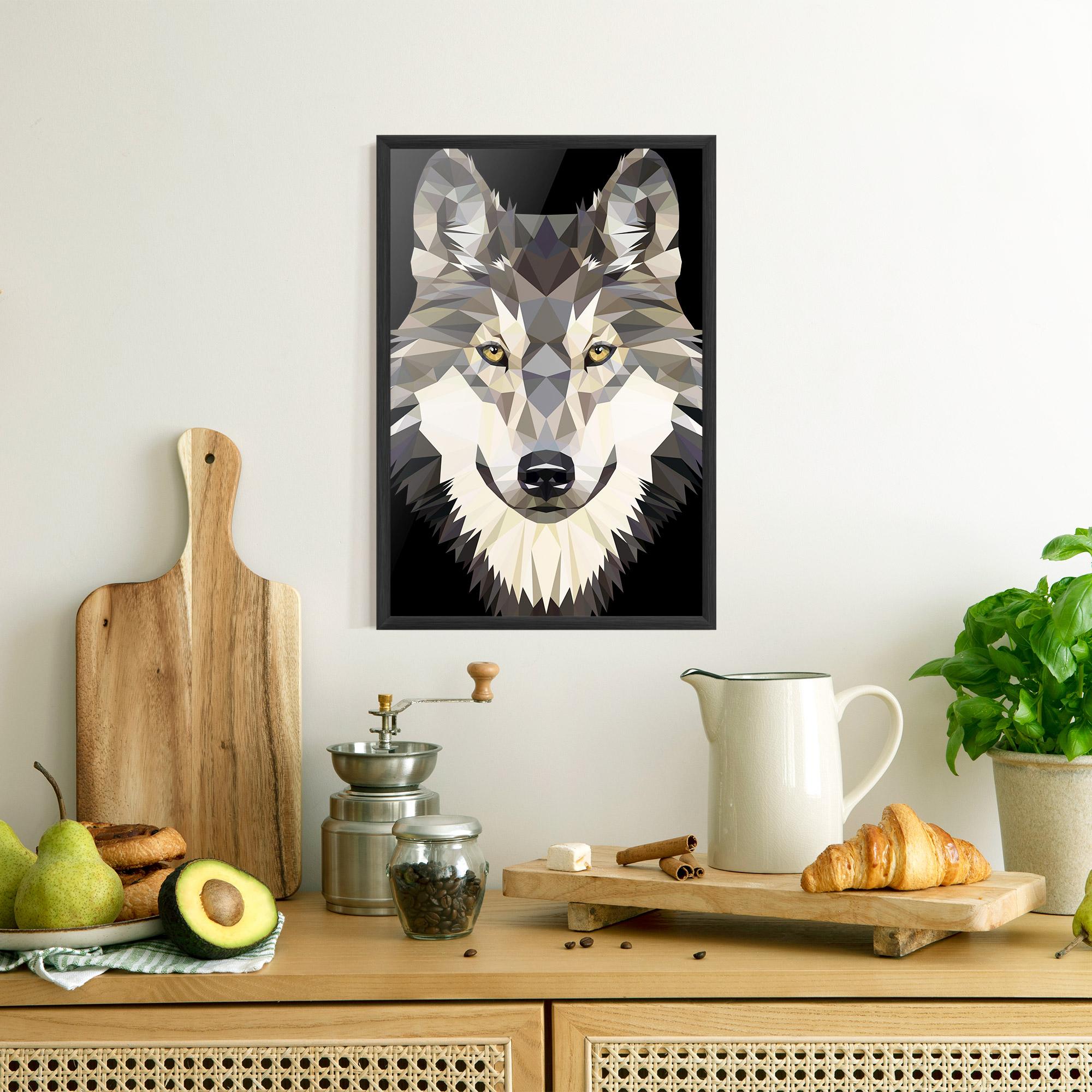 Poster Înrămat Pretty Wolf Head mockup 8