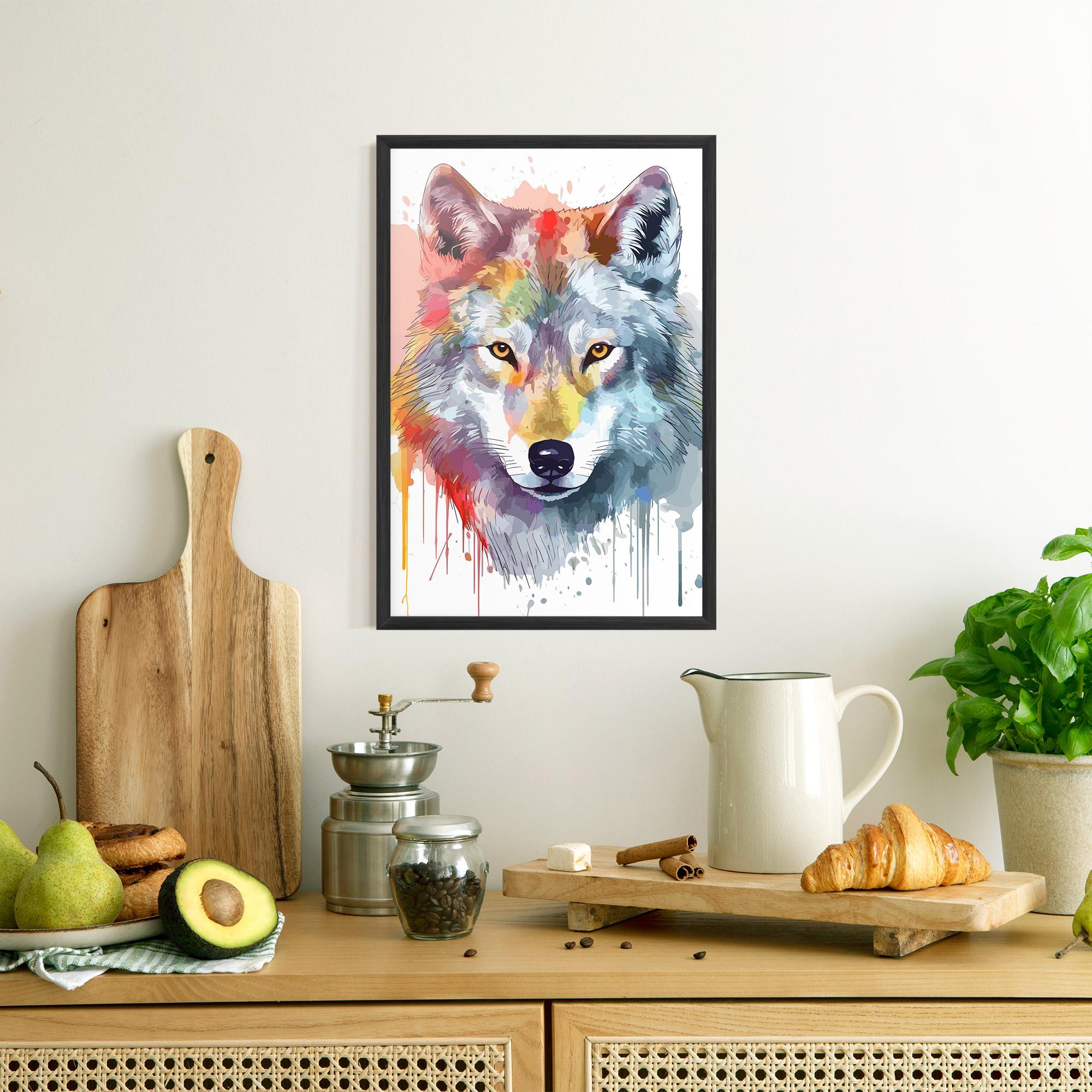 Poster Înrămat Watercolor Wolf mockup 8