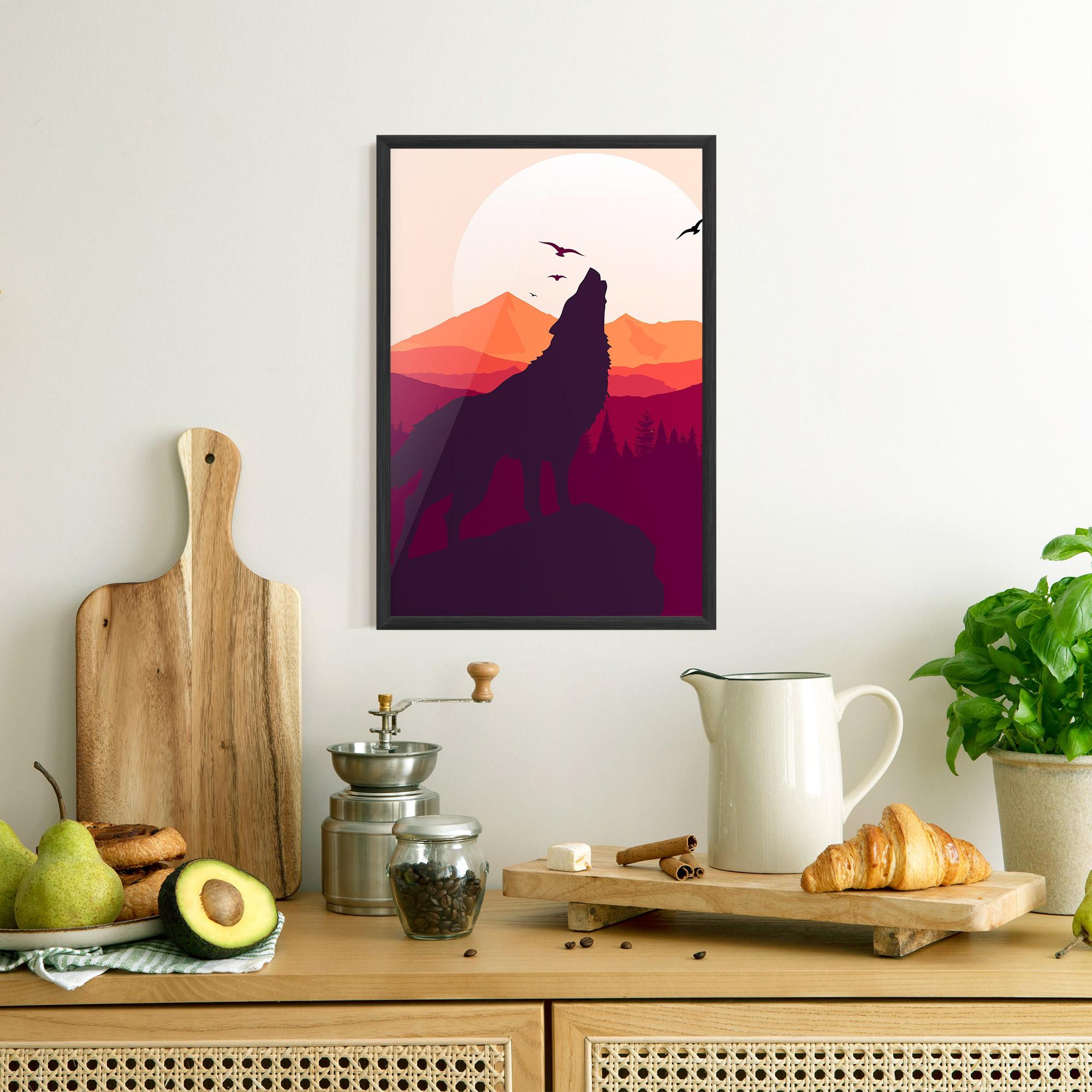 Poster Înrămat Wolf Pink Moon mockup 8