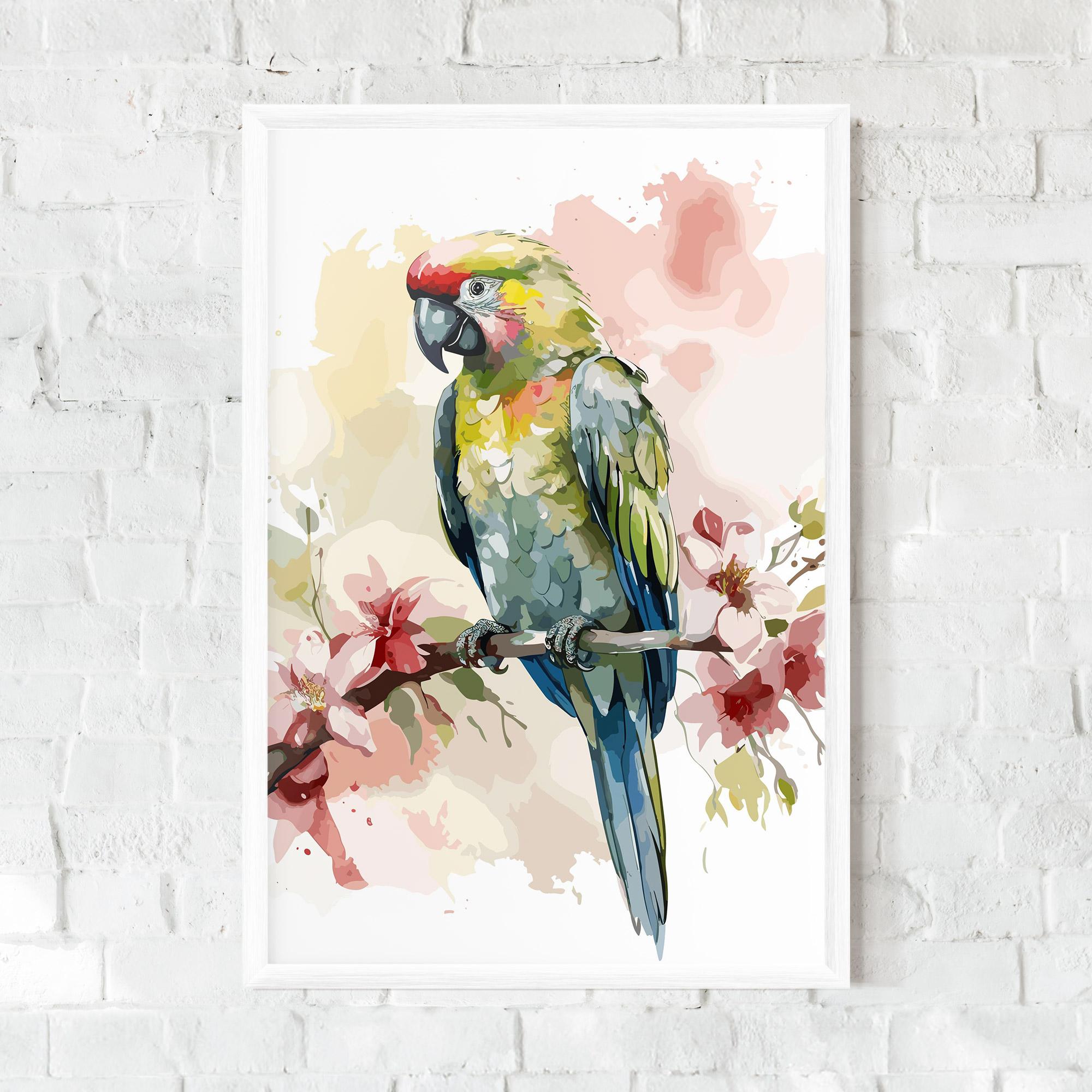 Poster Înrămat Beautiful Parrot mockup 0
