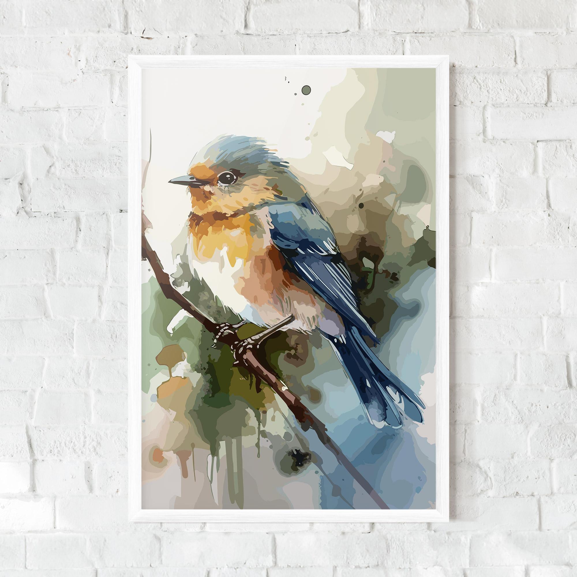 Poster Înrămat Blue Pretty Bird mockup 0
