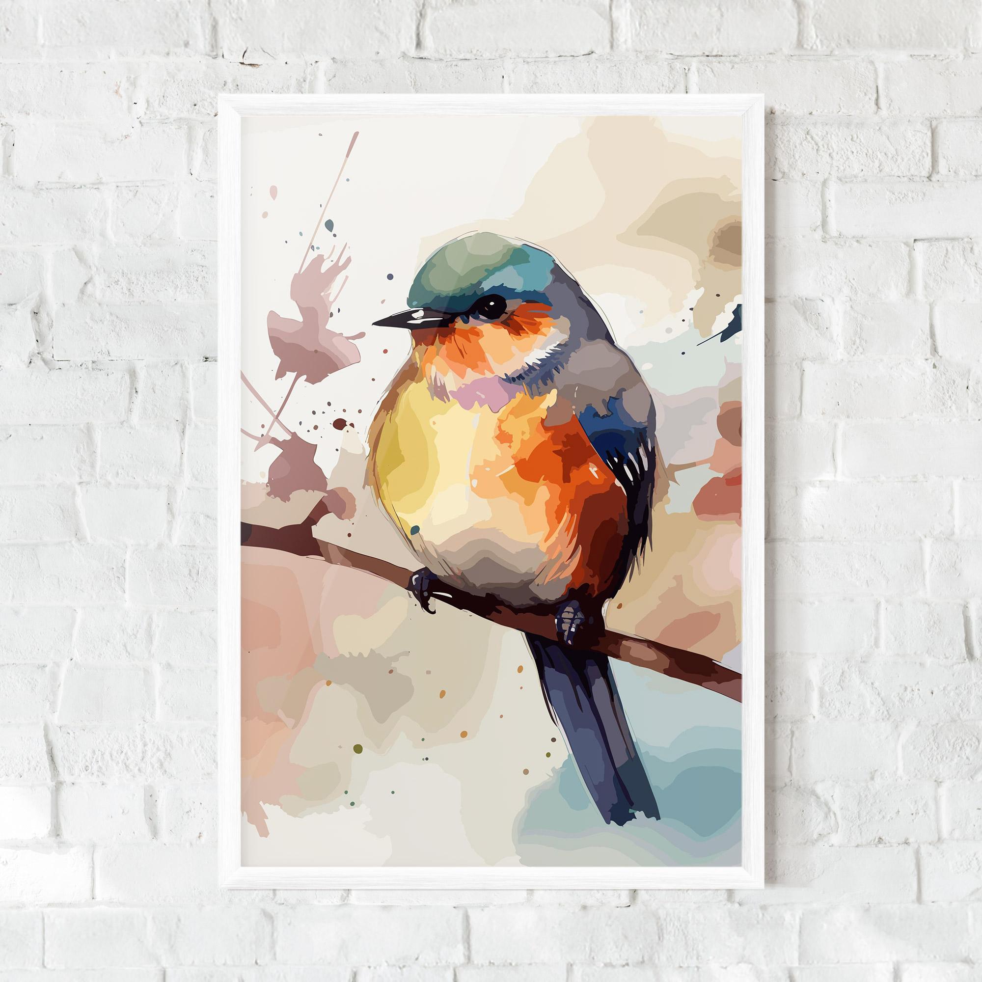 Poster Înrămat Orange Purple Bird mockup 0