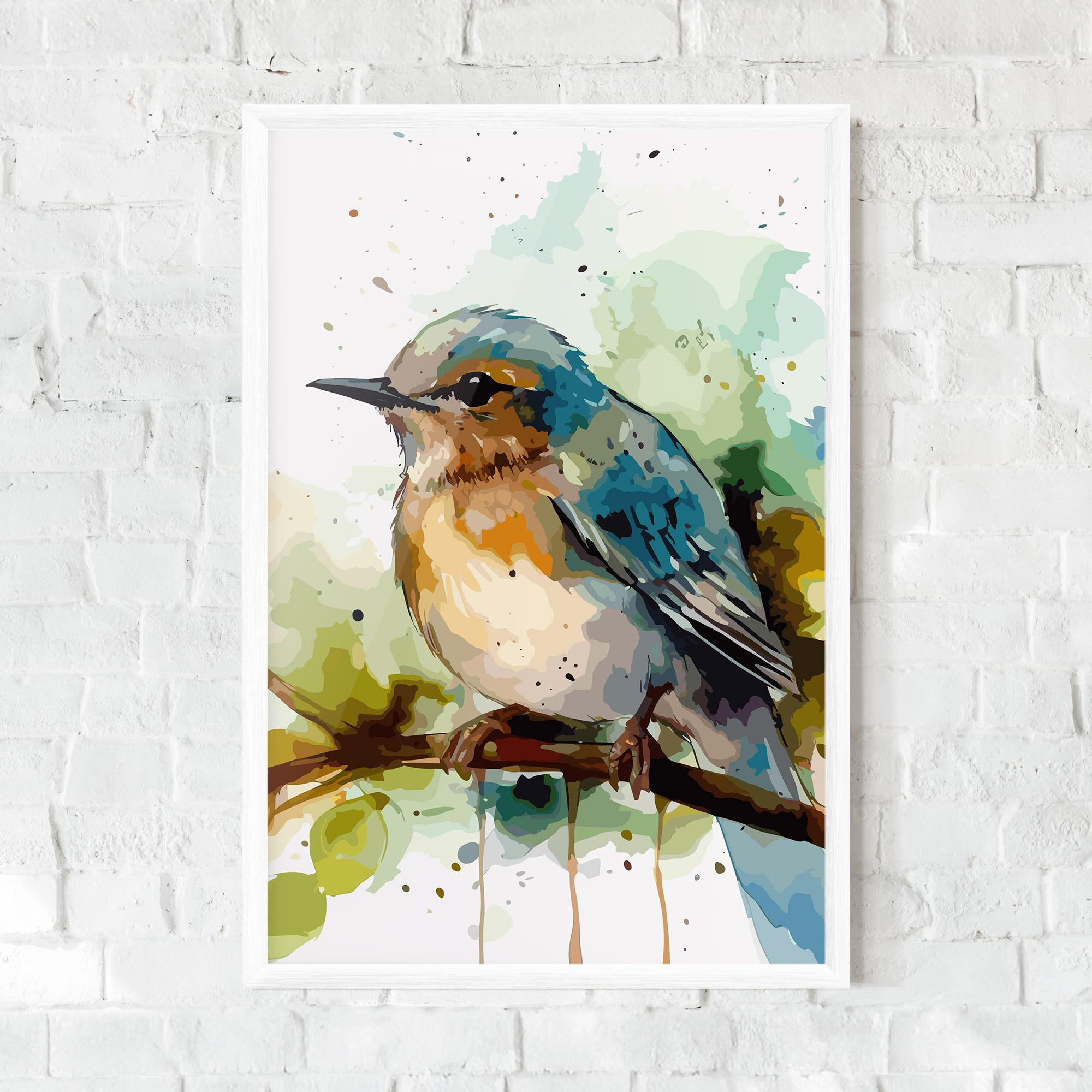 Poster Înrămat Pretty Blue Bird mockup 0