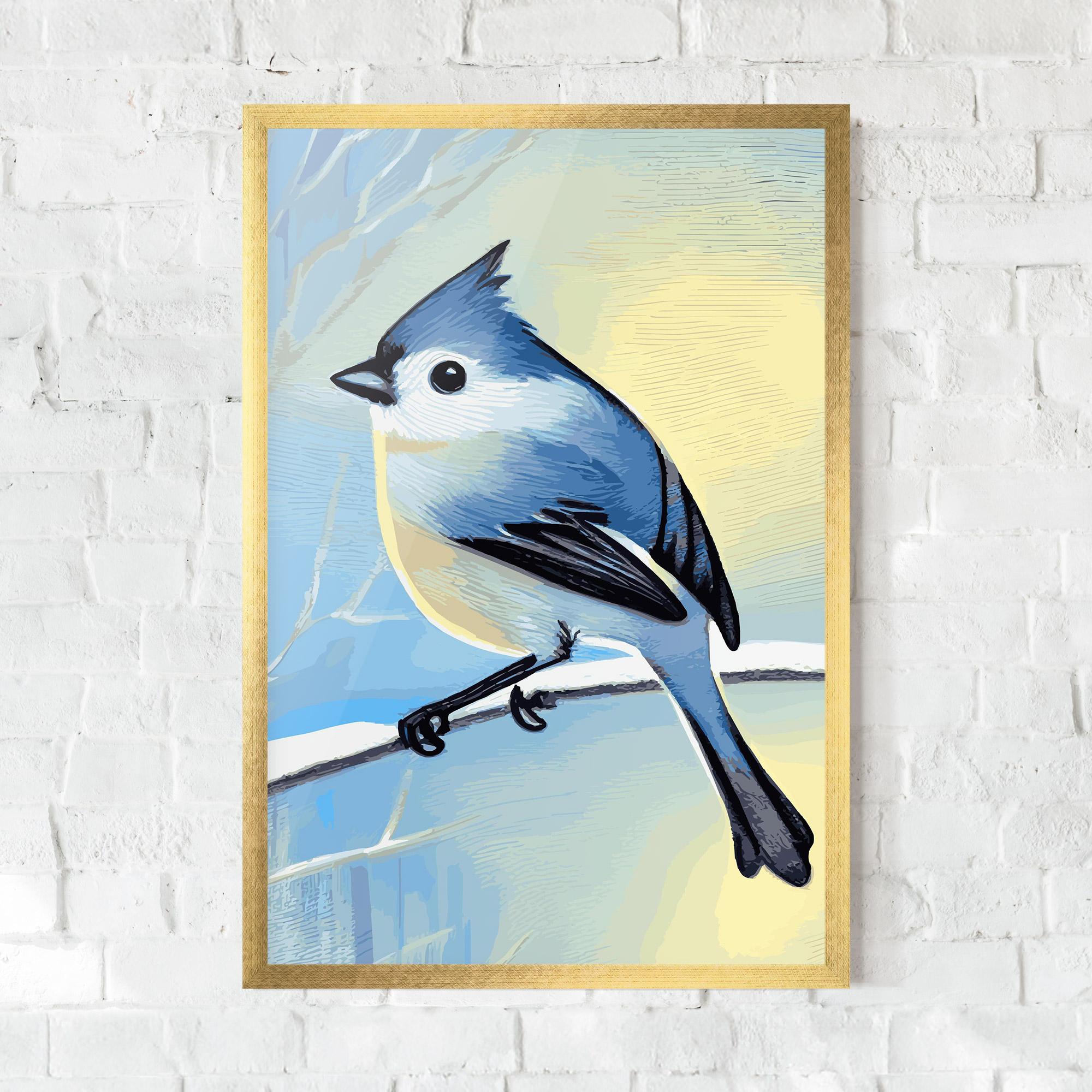 Poster Înrămat Bird Winter Painting mockup 0