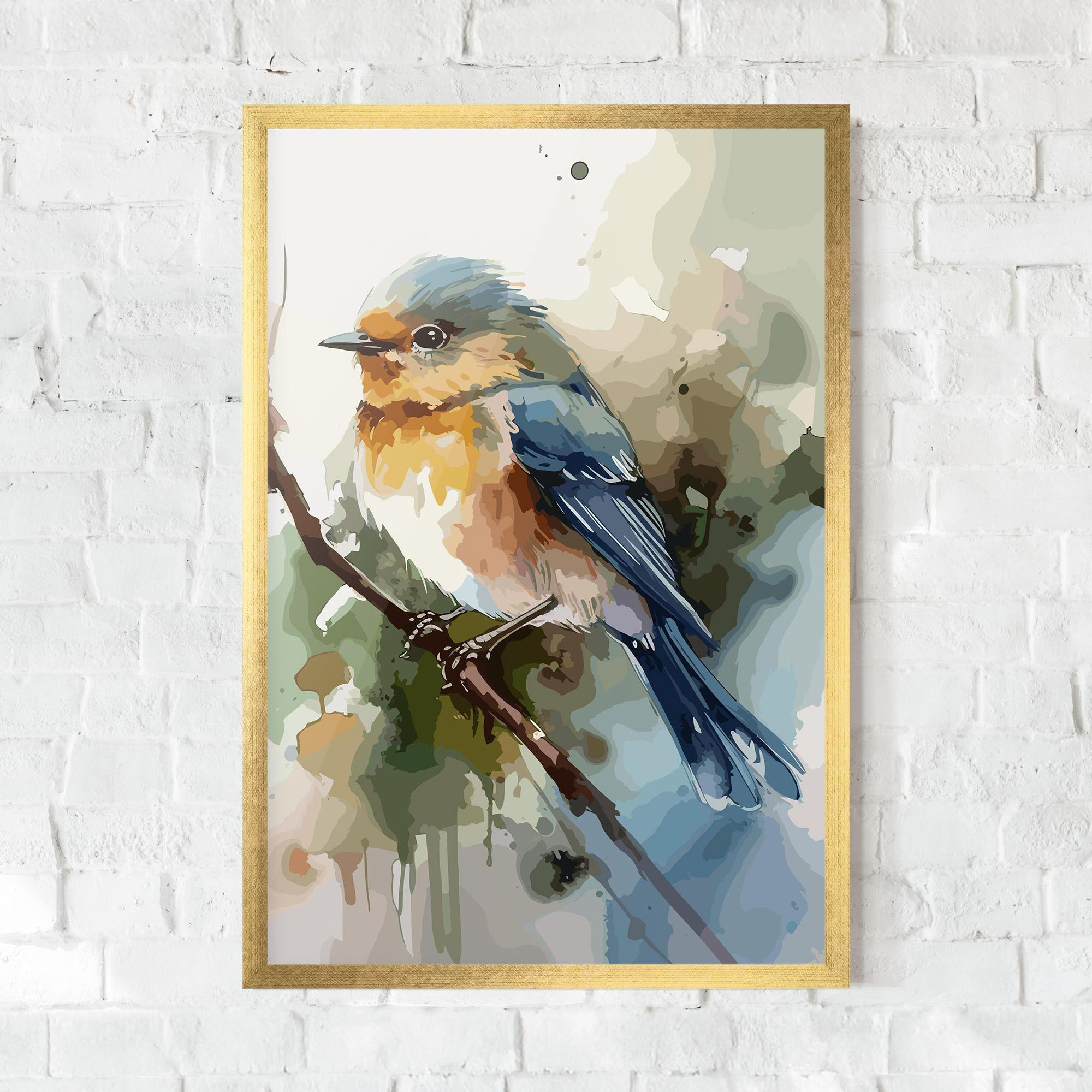 Poster Înrămat Blue Pretty Bird mockup 0