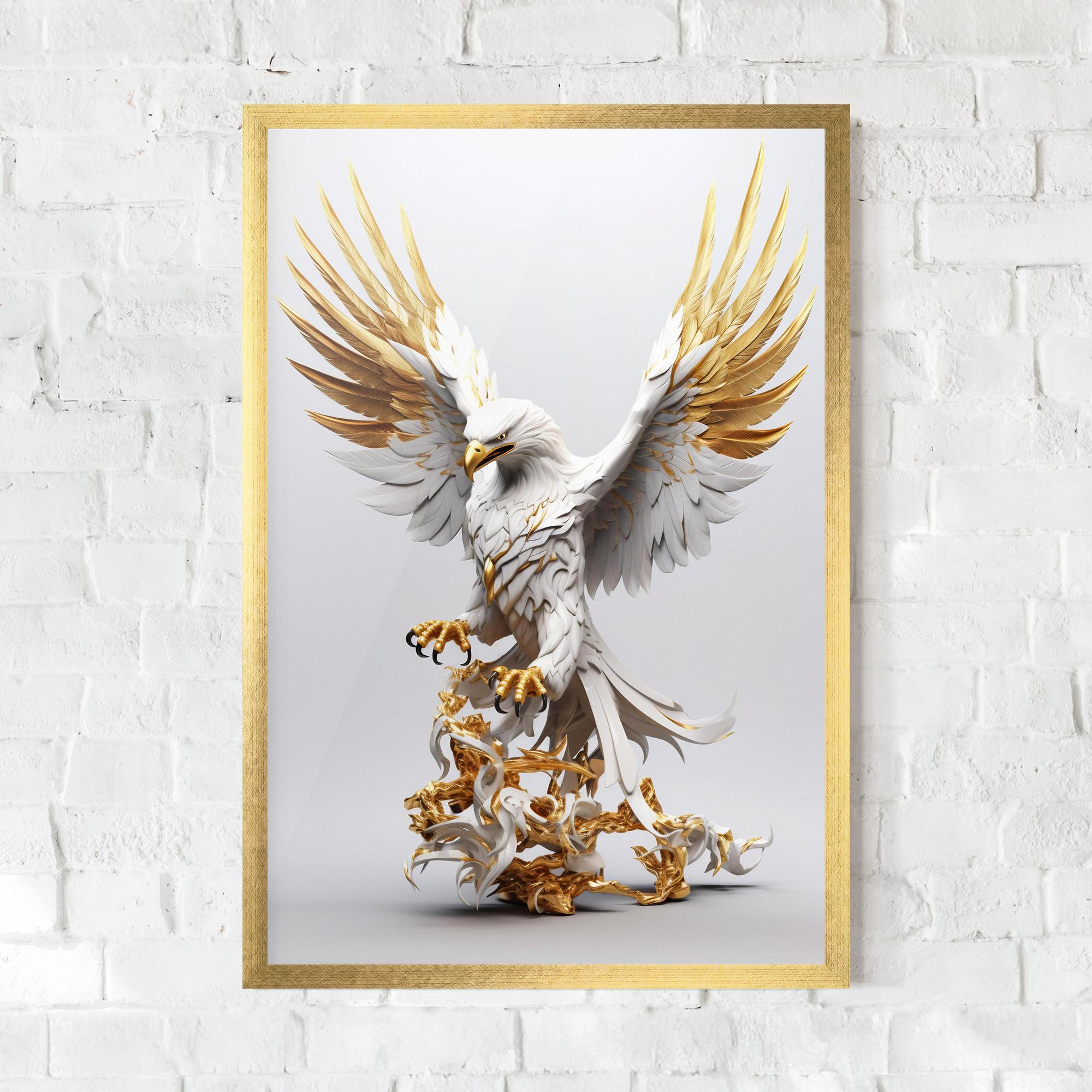Poster Înrămat Gold 3d Eagle mockup 0