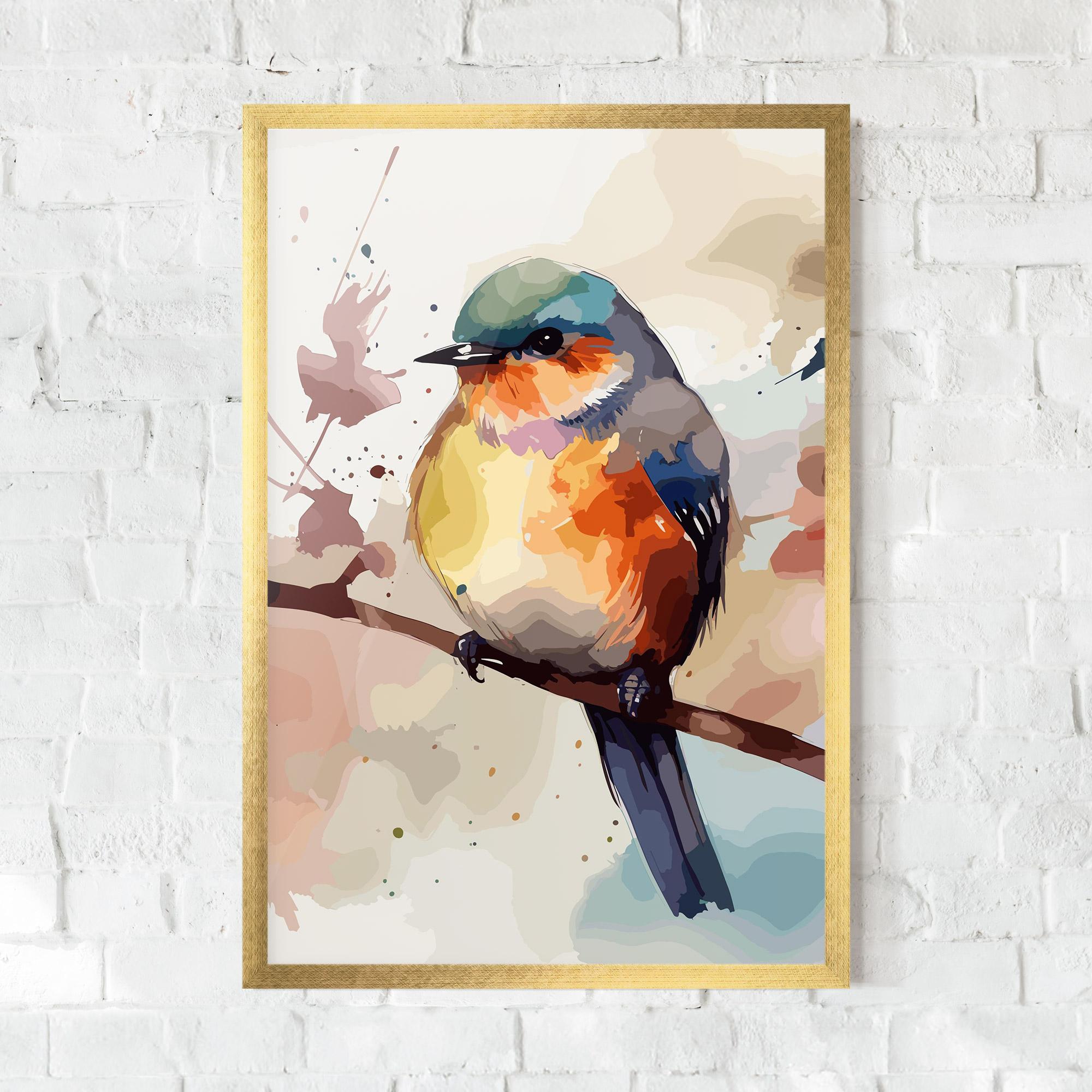 Poster Înrămat Orange Purple Bird mockup 0