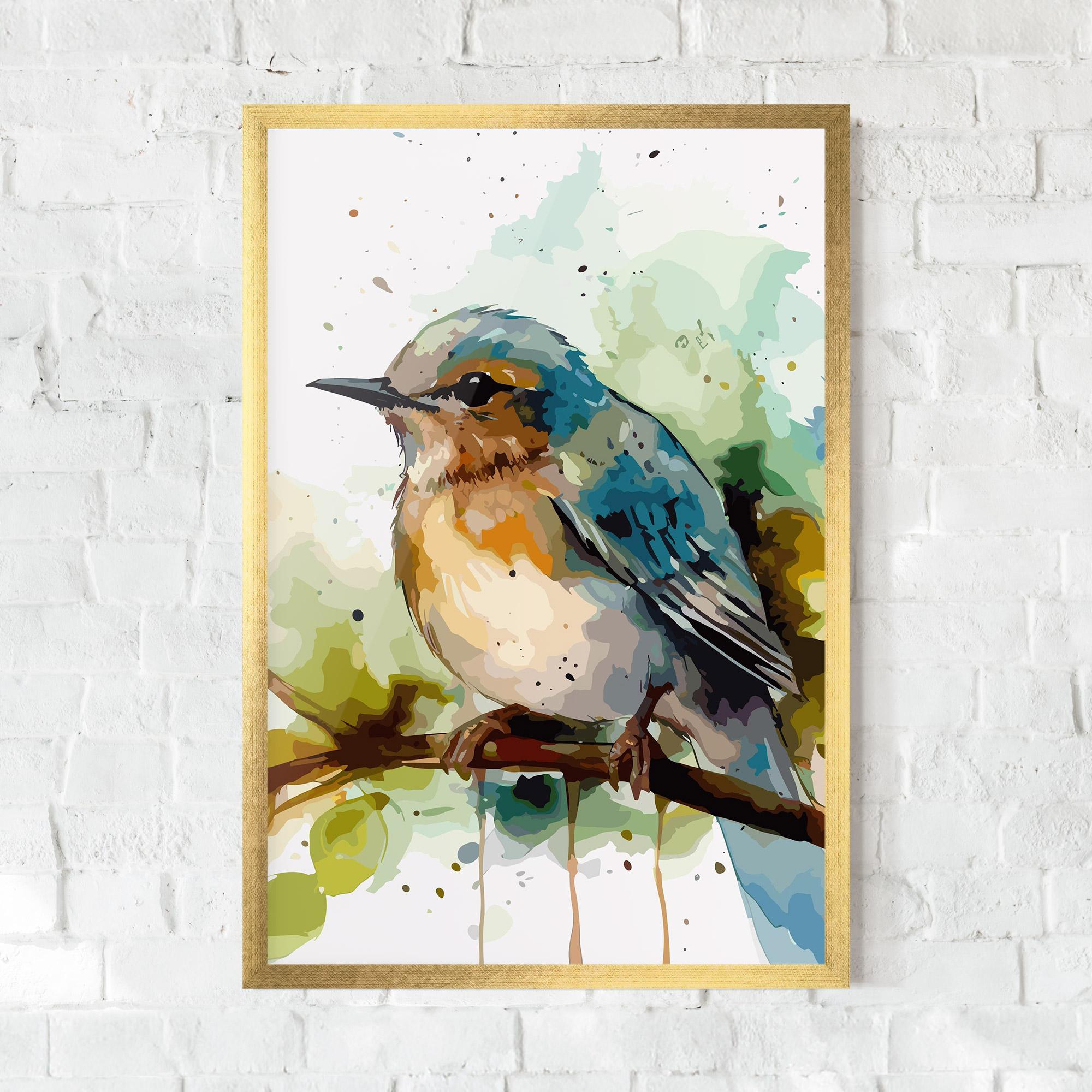 Poster Înrămat Pretty Blue Bird mockup 0