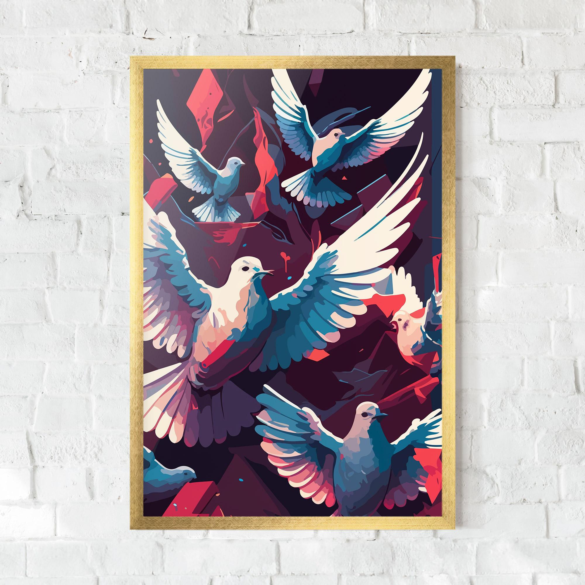 Poster Înrămat Pretty Dove Family mockup 0