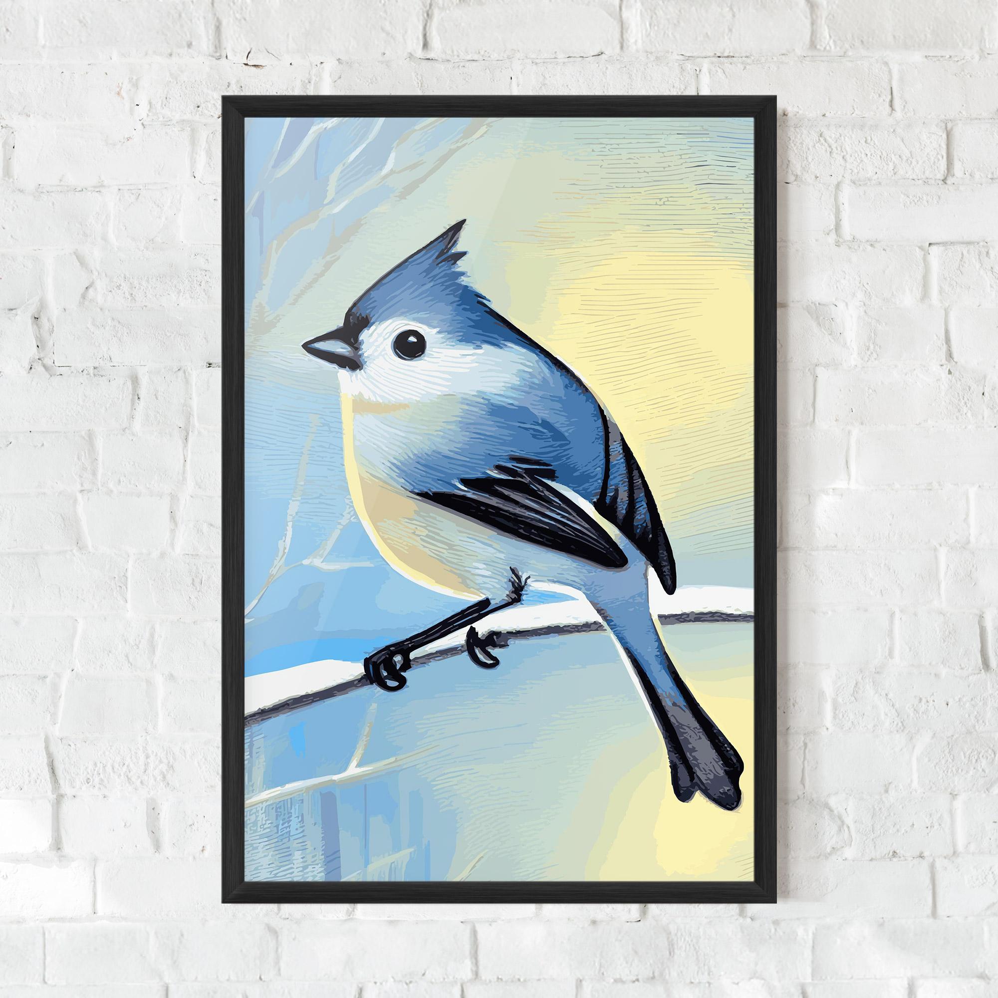 Poster Înrămat Bird Winter Painting mockup 0
