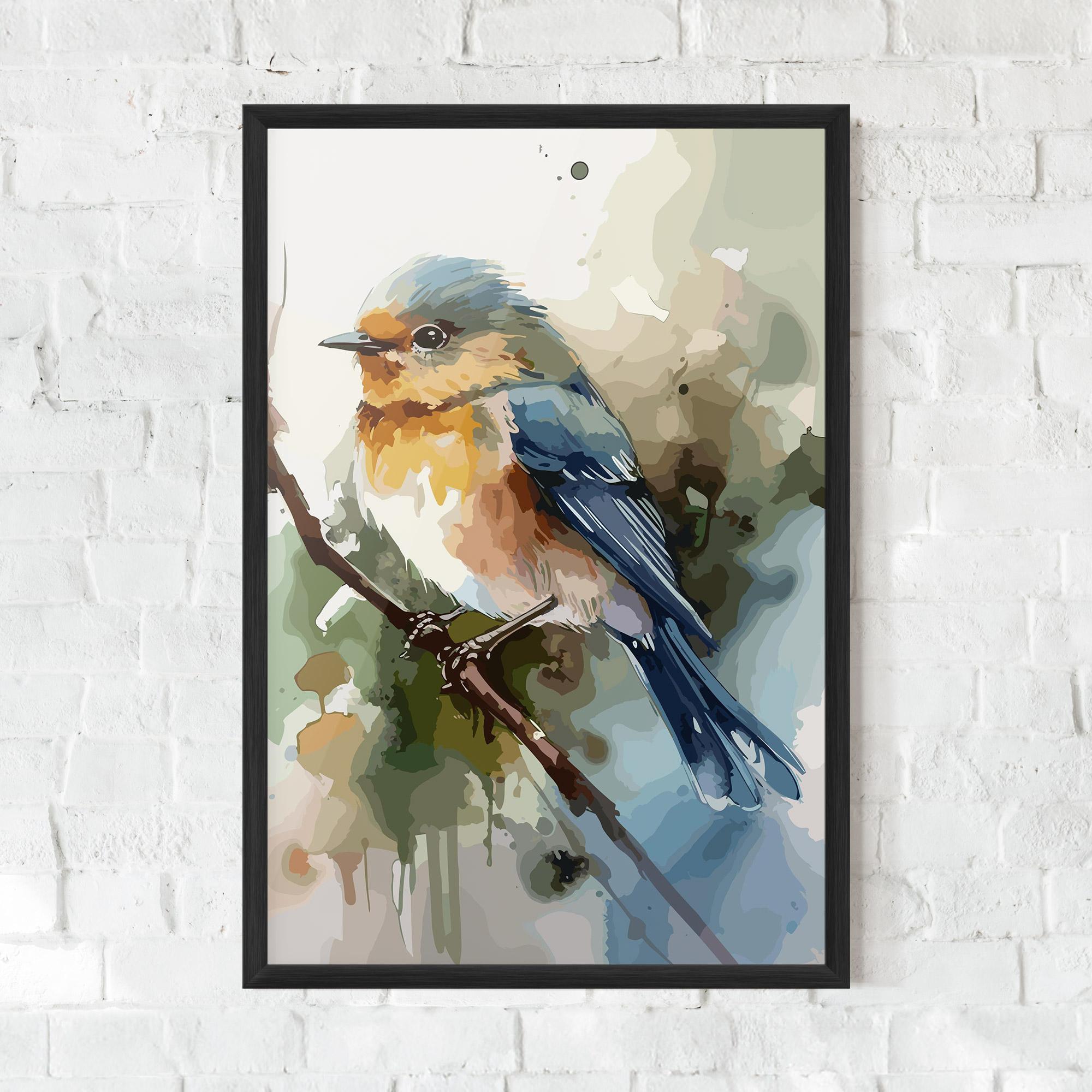 Poster Înrămat Blue Pretty Bird mockup 0
