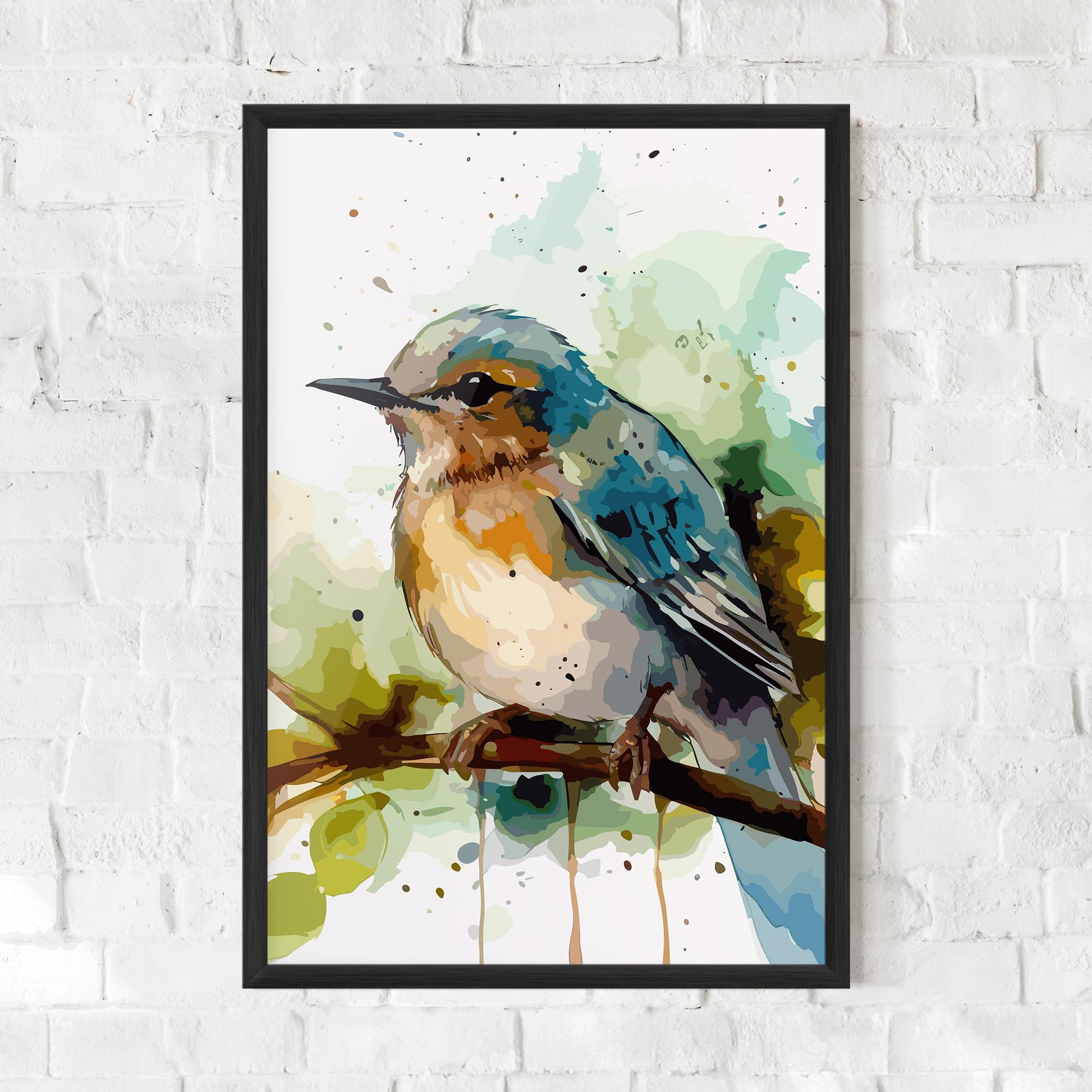 Poster Înrămat Pretty Blue Bird mockup 0