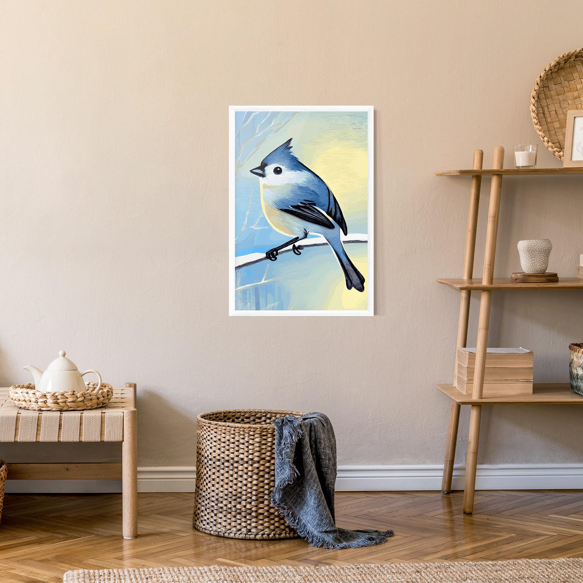 Poster Înrămat Bird Winter Painting mockup 9