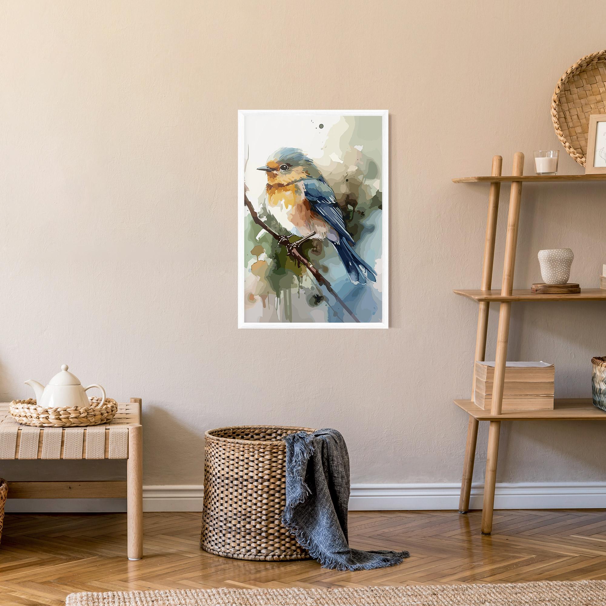 Poster Înrămat Blue Pretty Bird mockup 9