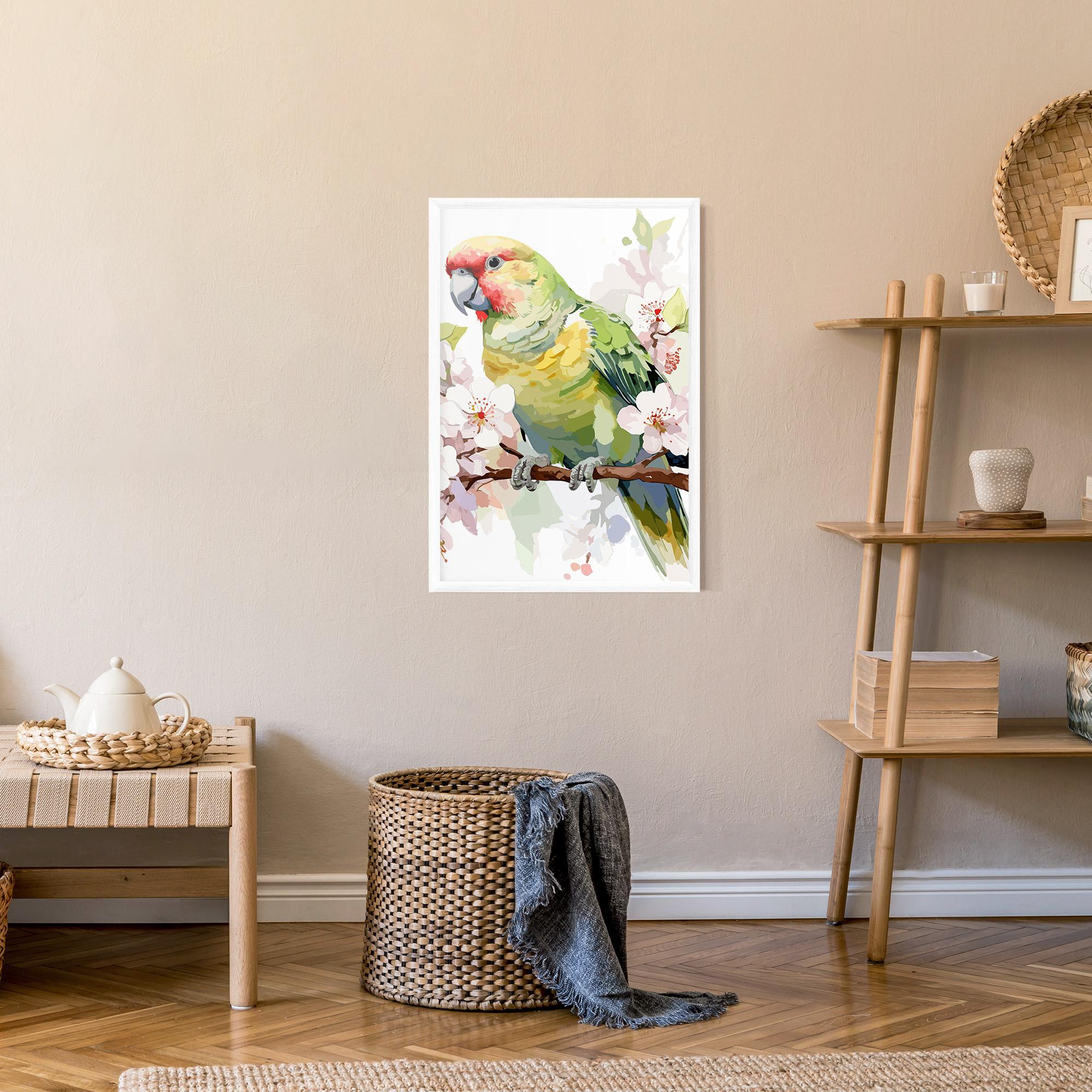 Poster Înrămat Cute Green Parrot mockup 9