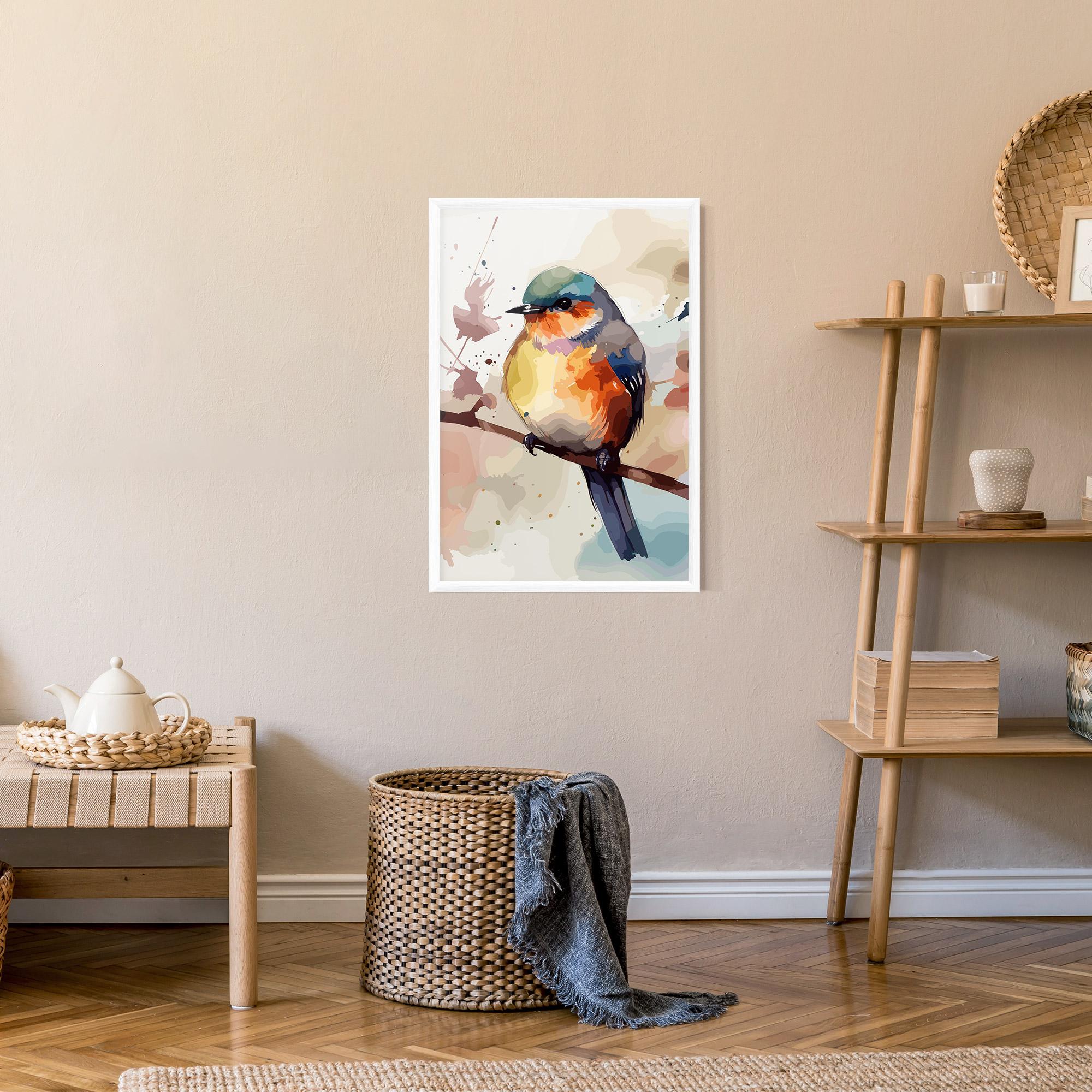 Poster Înrămat Orange Purple Bird mockup 9