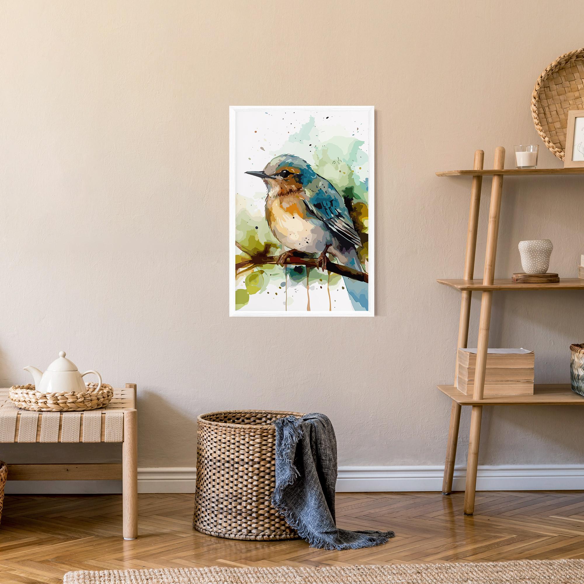 Poster Înrămat Pretty Blue Bird mockup 9