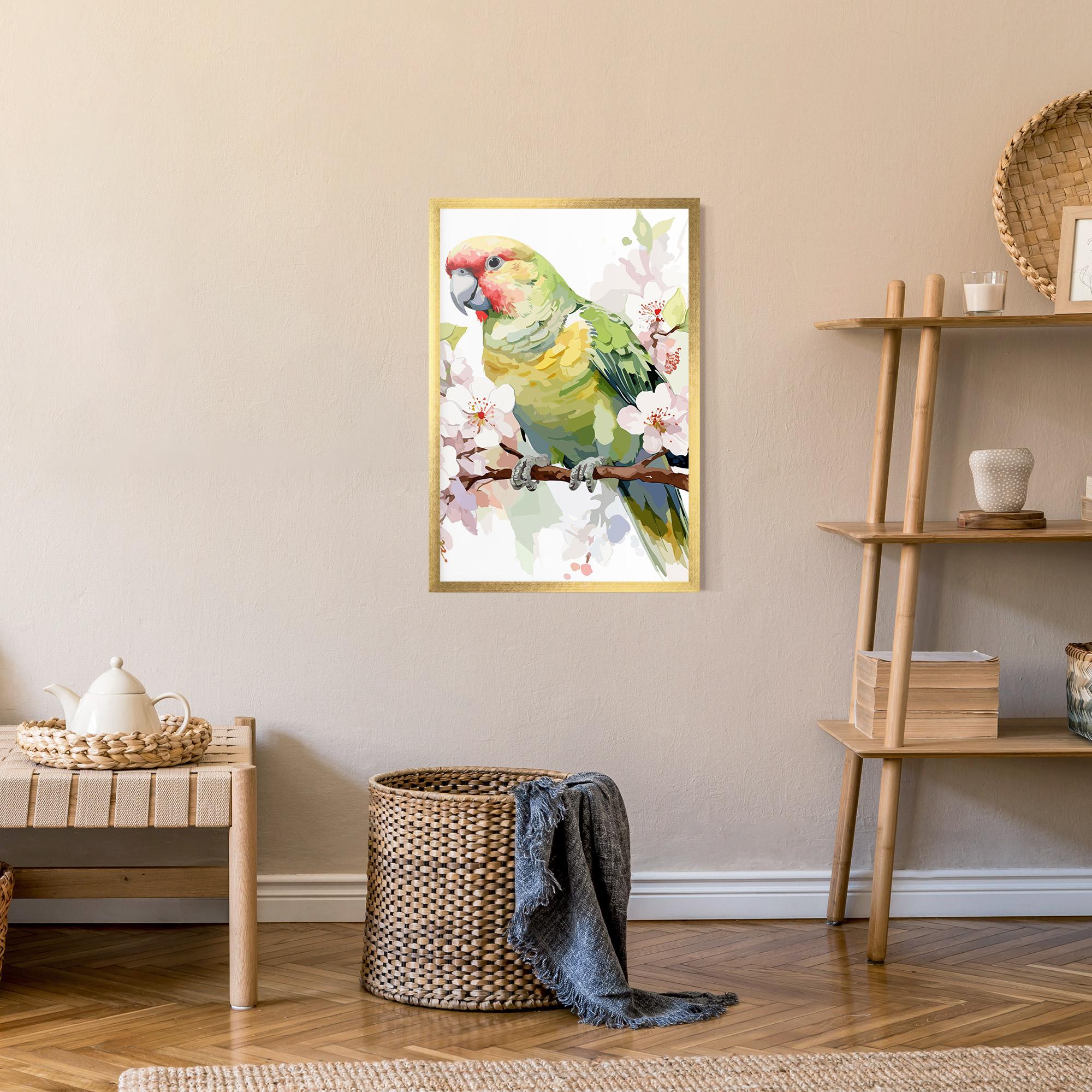Poster Înrămat Cute Green Parrot mockup 9