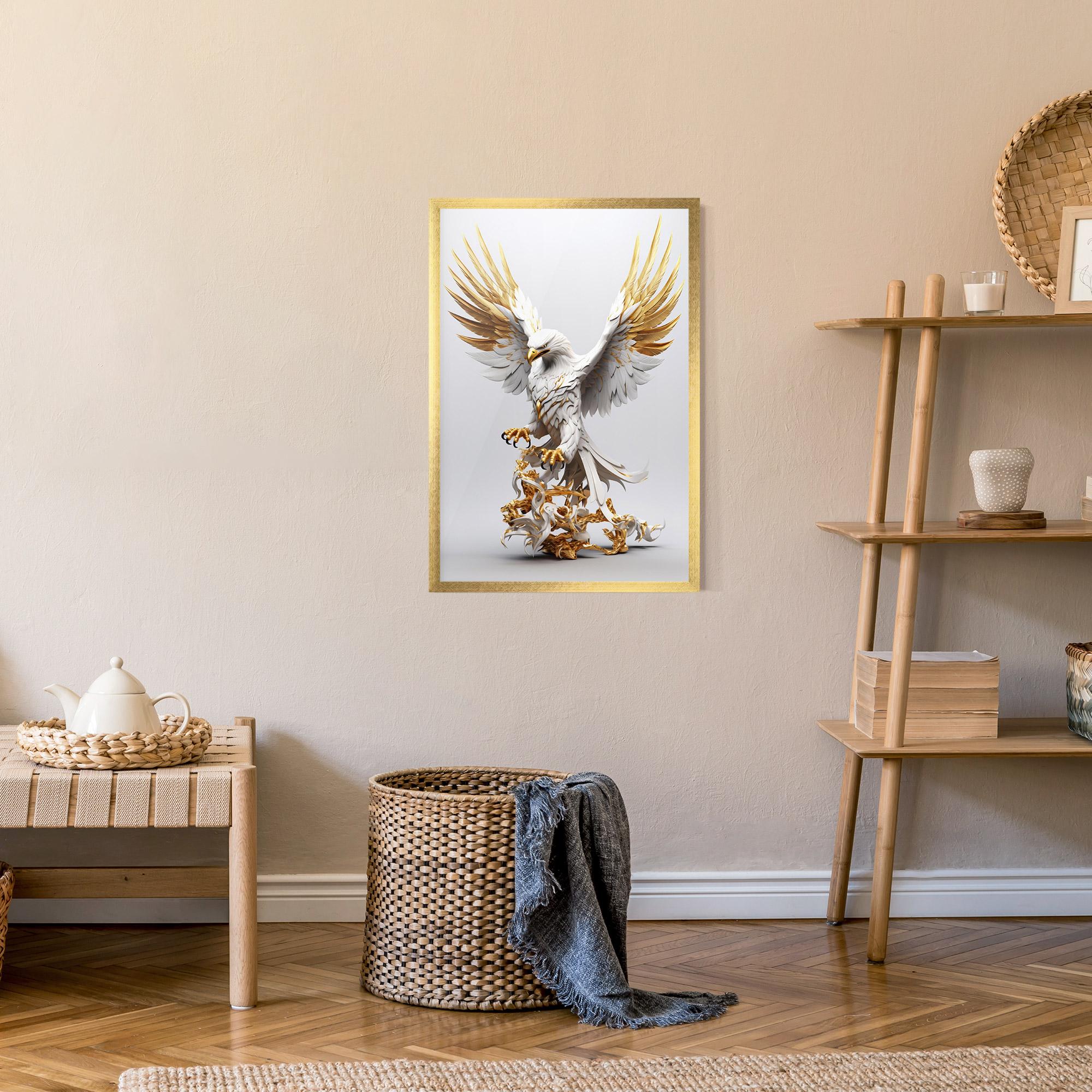 Poster Înrămat Gold 3d Eagle mockup 9