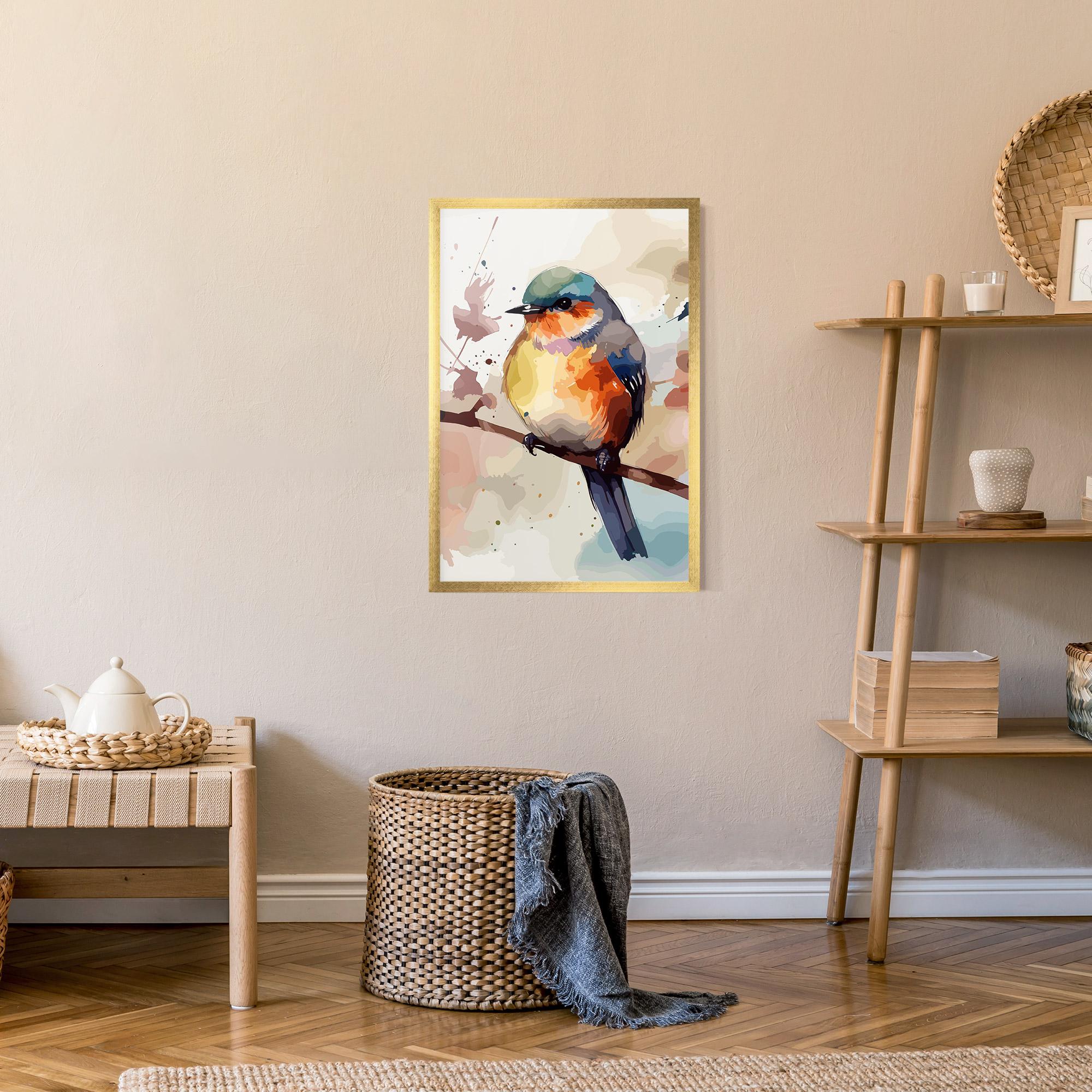 Poster Înrămat Orange Purple Bird mockup 9