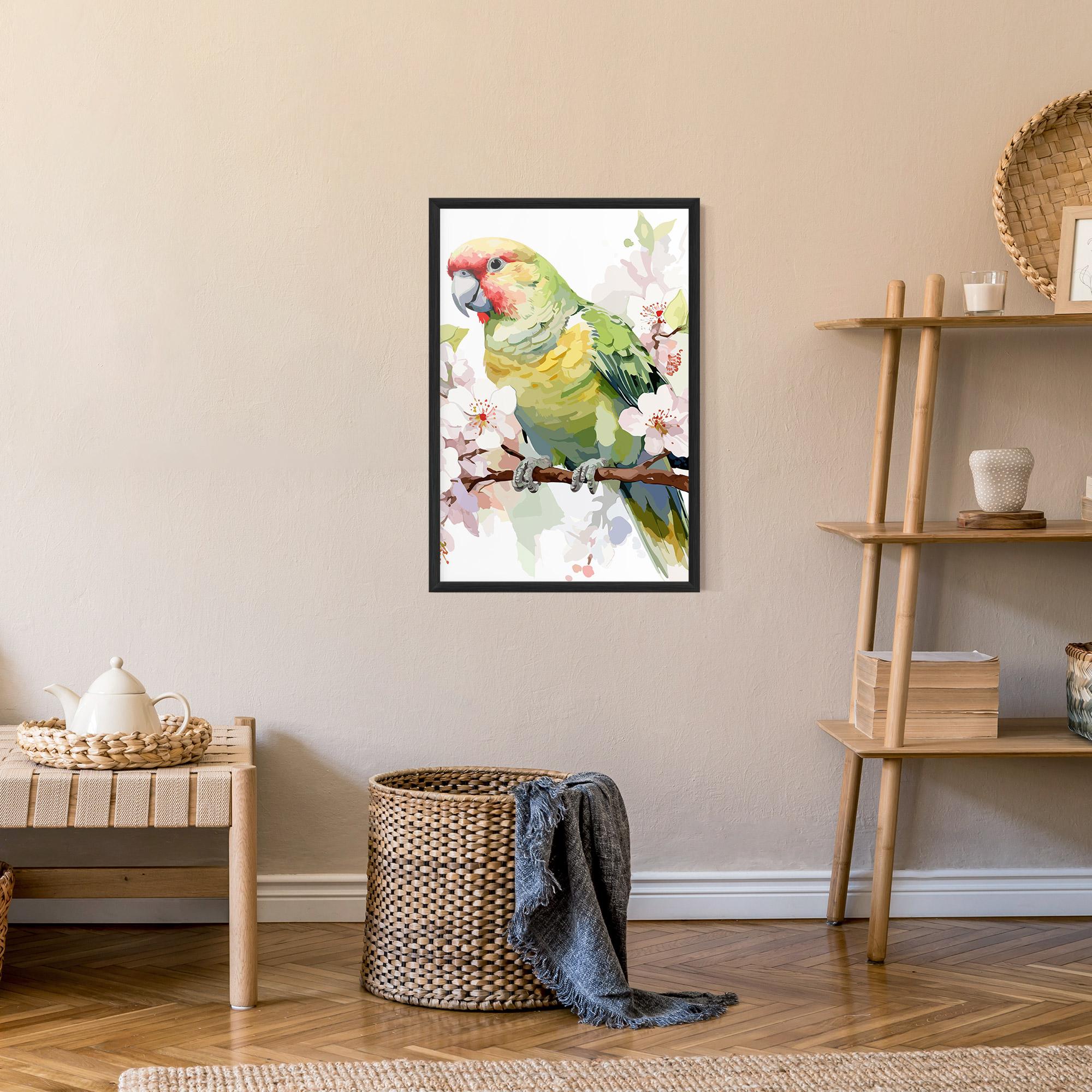 Poster Înrămat Cute Green Parrot mockup 9