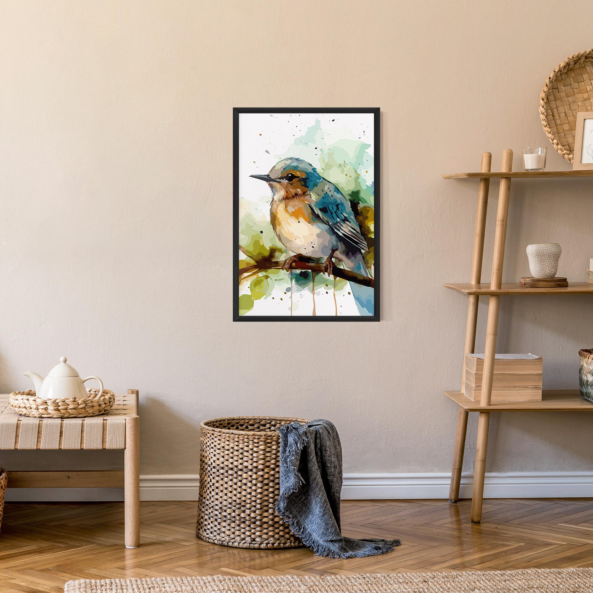 Poster Înrămat Pretty Blue Bird mockup 9