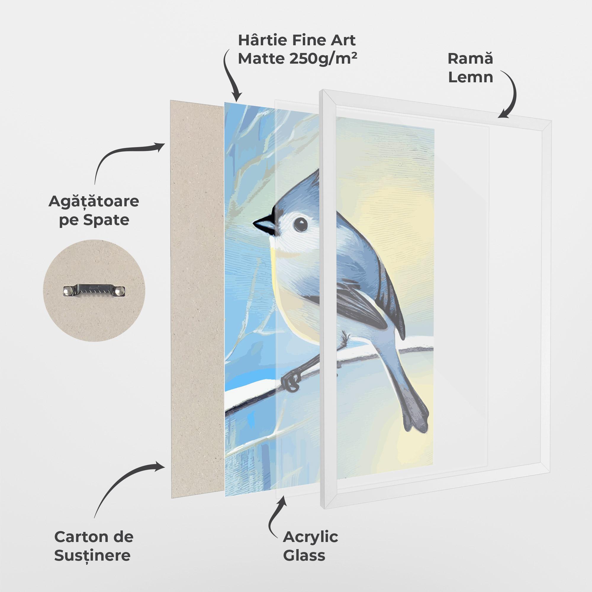 Poster Înrămat Bird Winter Painting mockup 1