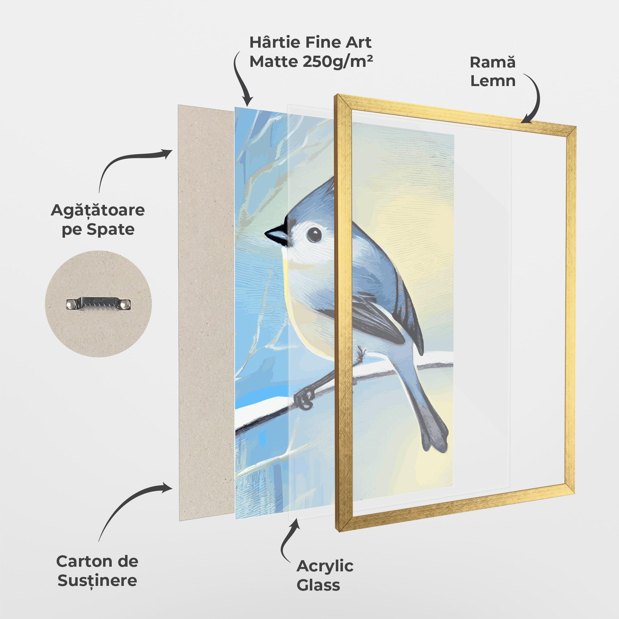 Poster Înrămat Bird Winter Painting mockup 1