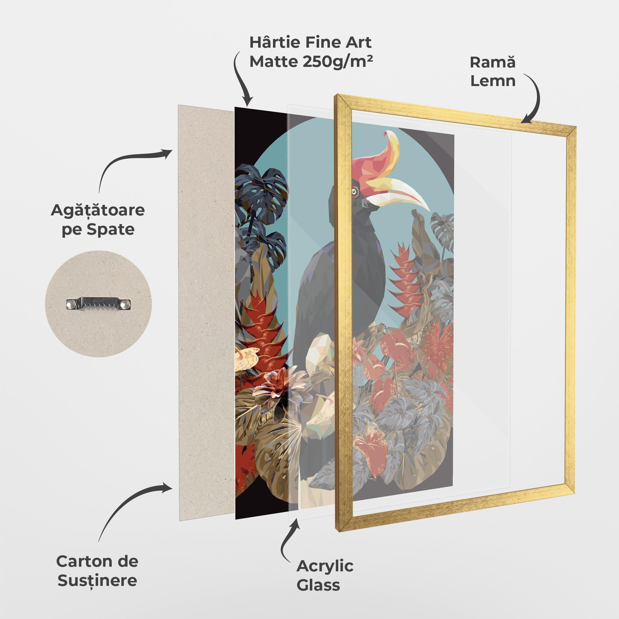 Poster Înrămat Black Interesting Bird mockup 1