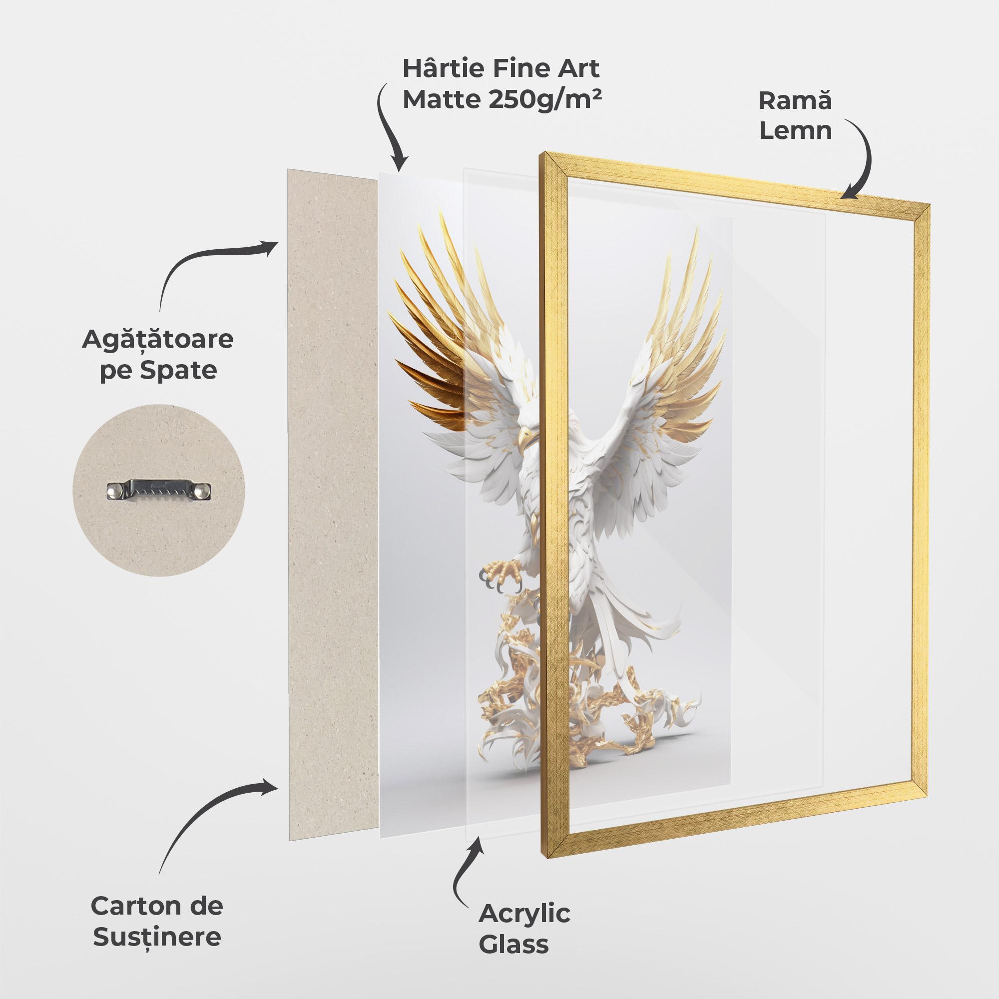 Poster Înrămat Gold 3d Eagle mockup 1