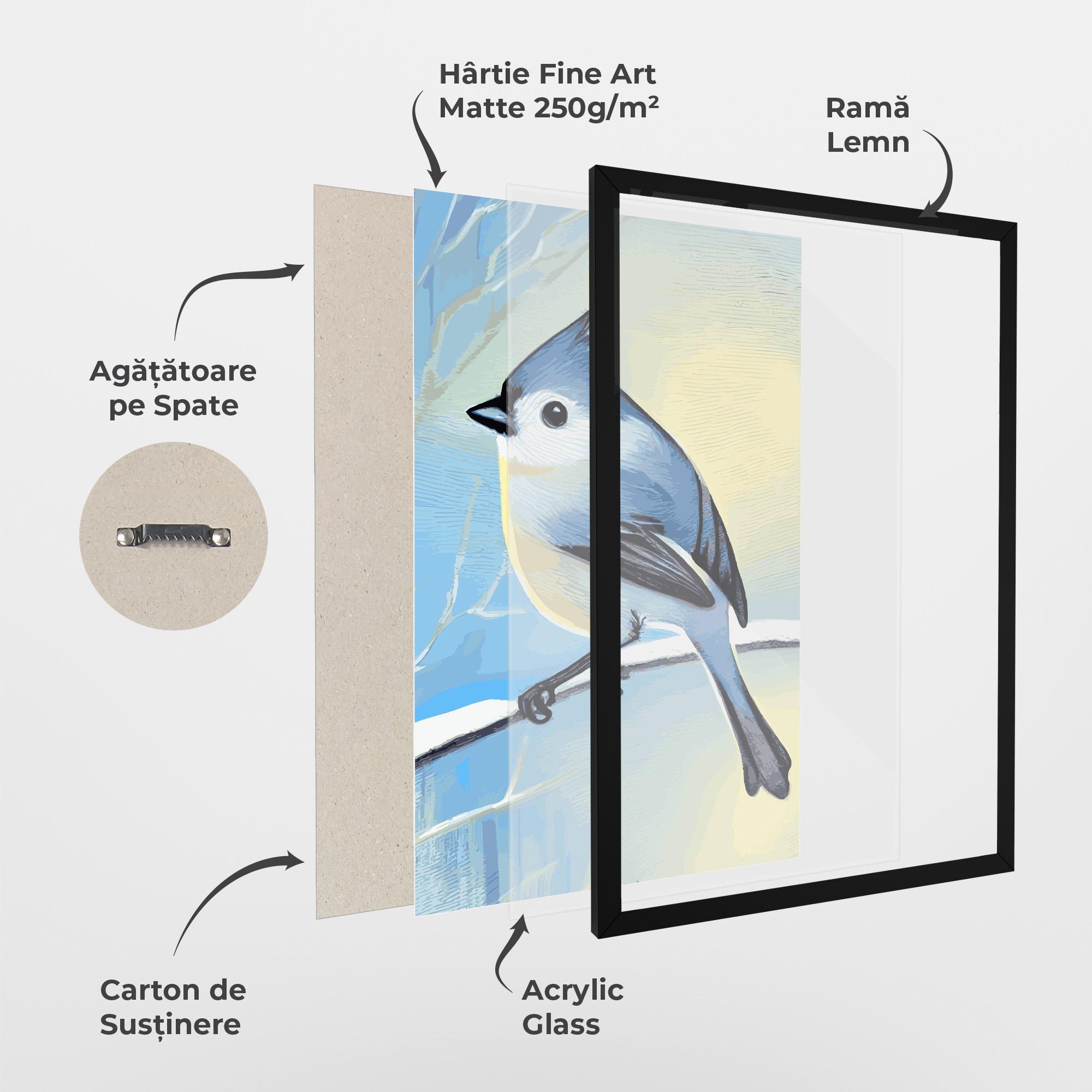 Poster Înrămat Bird Winter Painting mockup 1