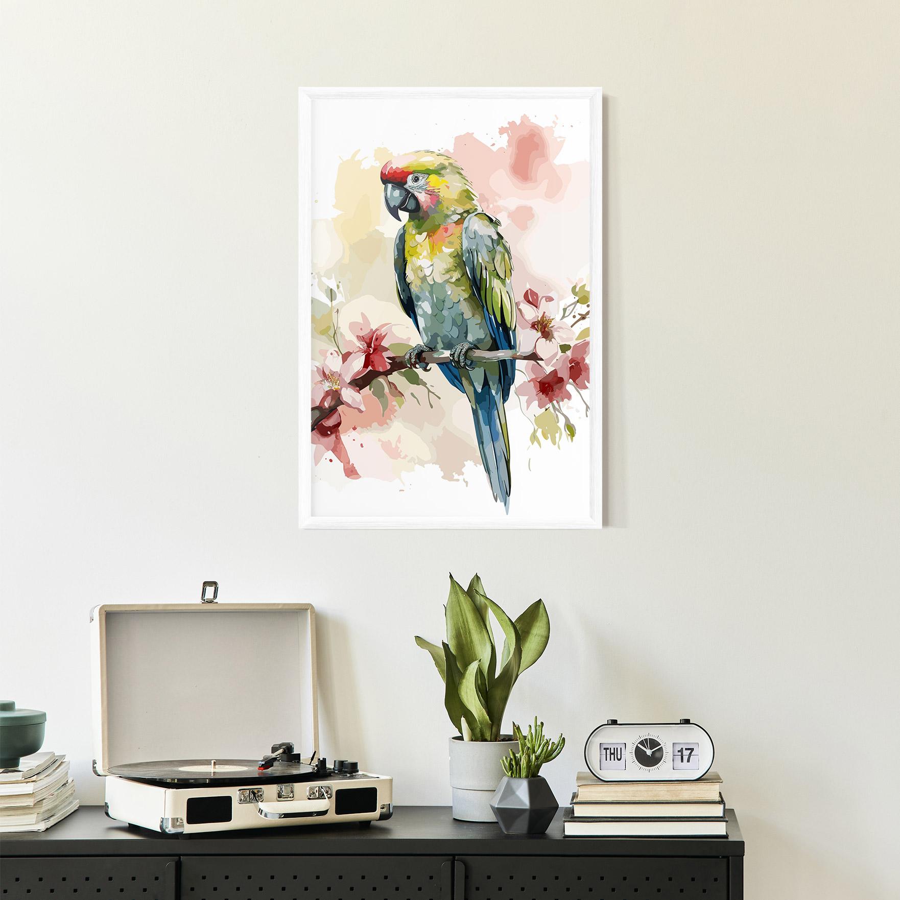 Poster Înrămat Beautiful Parrot mockup 2