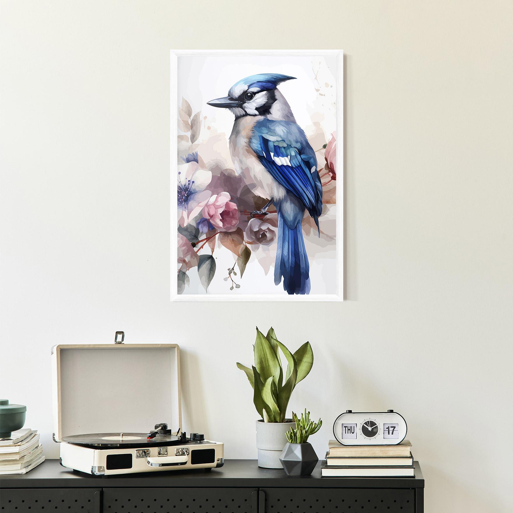 Poster Înrămat Bird Pretty Blue mockup 2