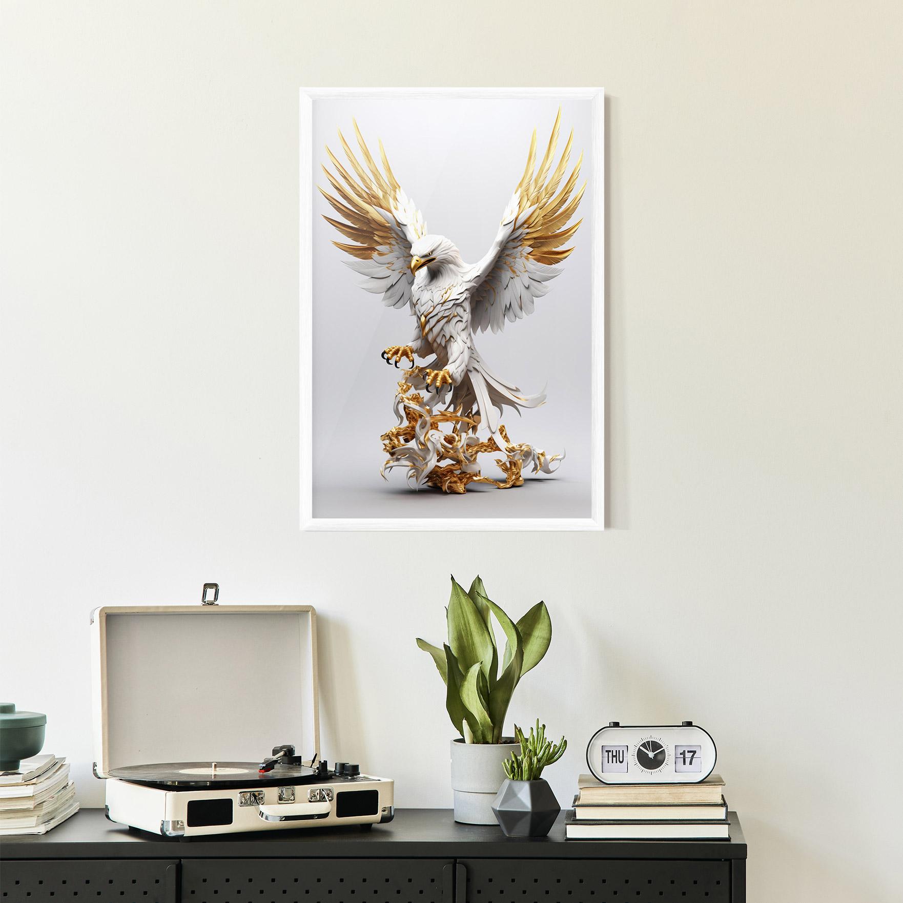 Poster Înrămat Gold 3d Eagle mockup 2