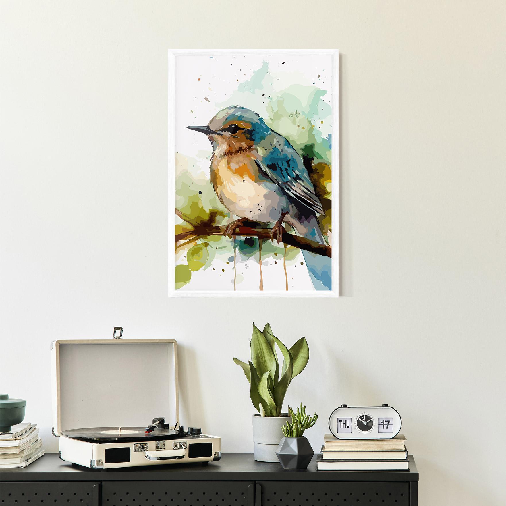 Poster Înrămat Pretty Blue Bird mockup 2