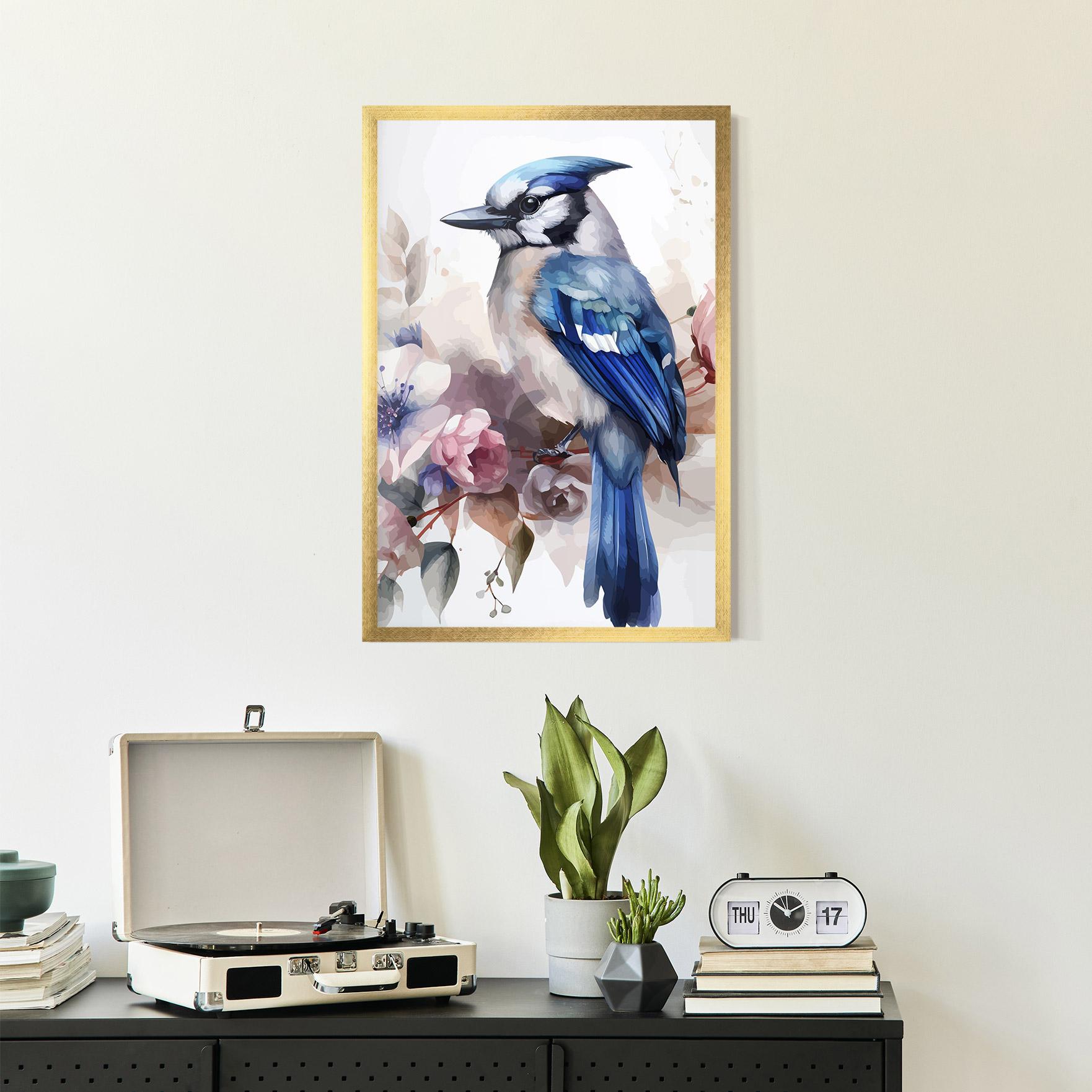 Poster Înrămat Bird Pretty Blue mockup 2