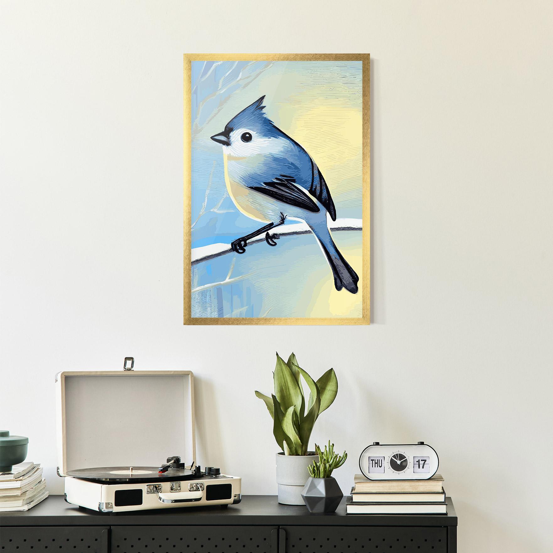 Poster Înrămat Bird Winter Painting mockup 2
