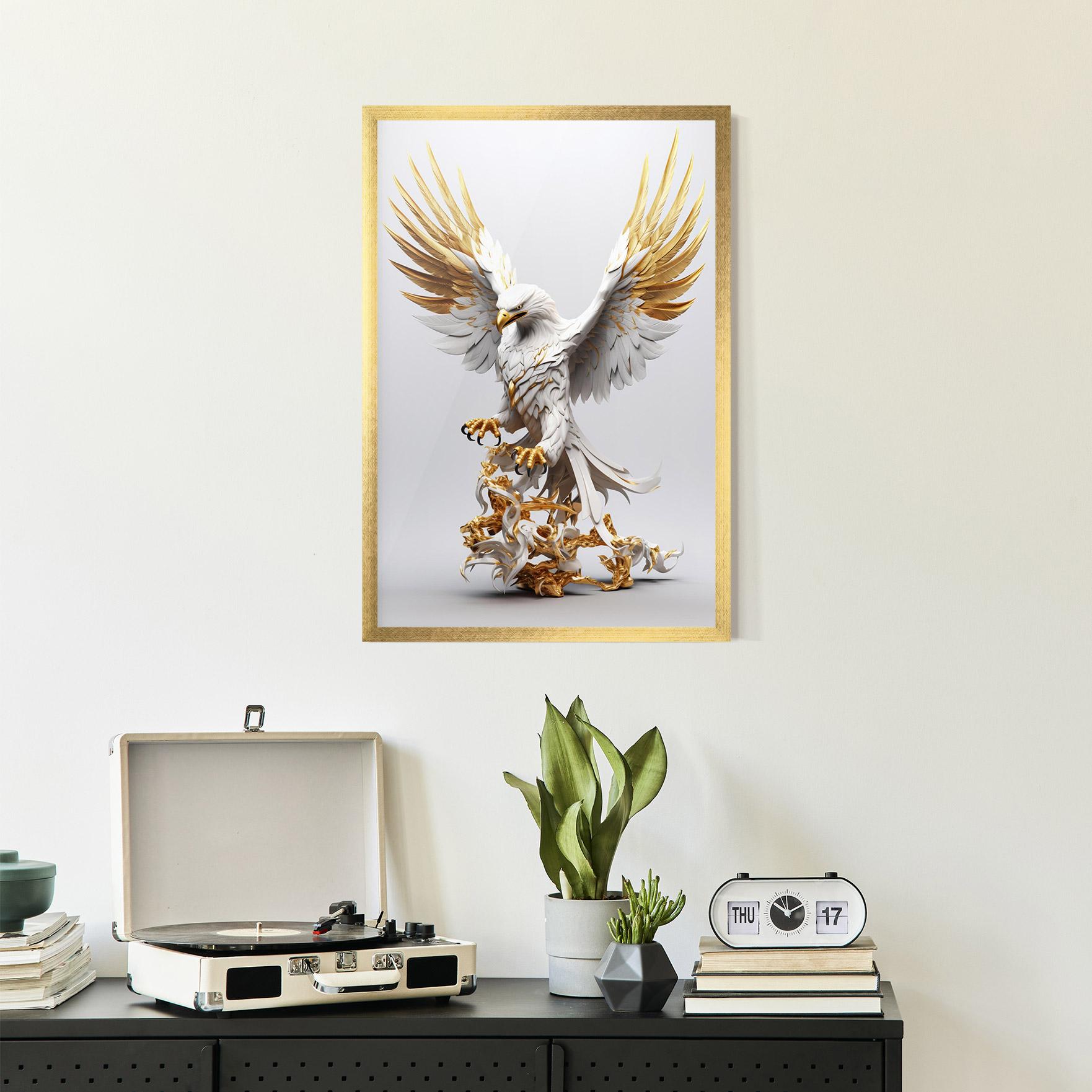 Poster Înrămat Gold 3d Eagle mockup 2